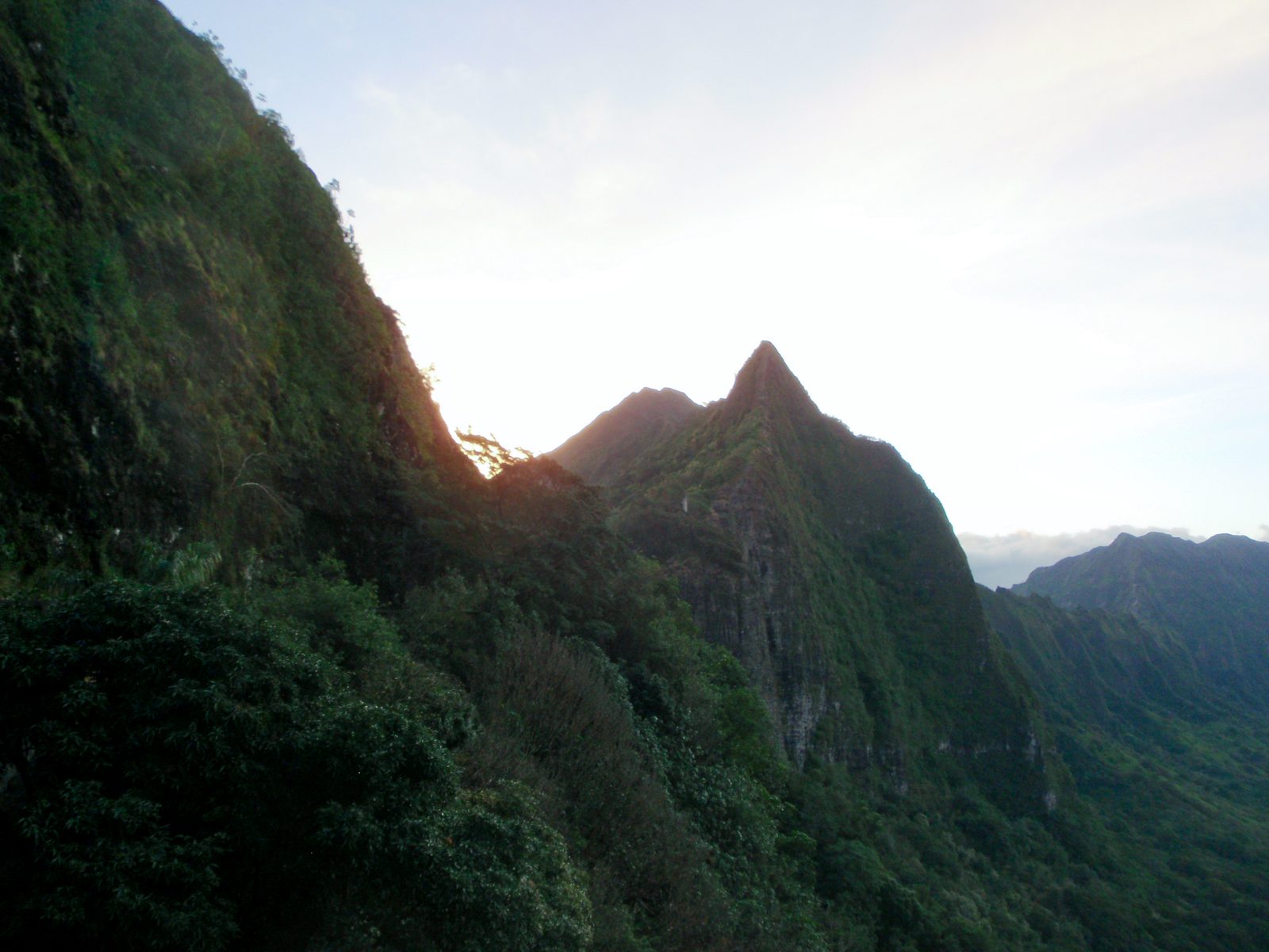 Sunset over the mountains of central Oahu.