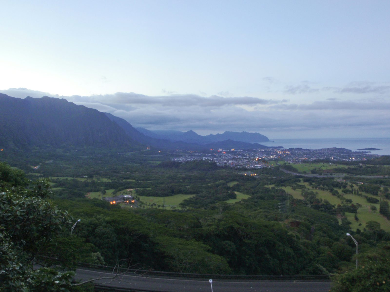 Looking north from the Pali lookout.  In olden days, the natives would either canoe around the...