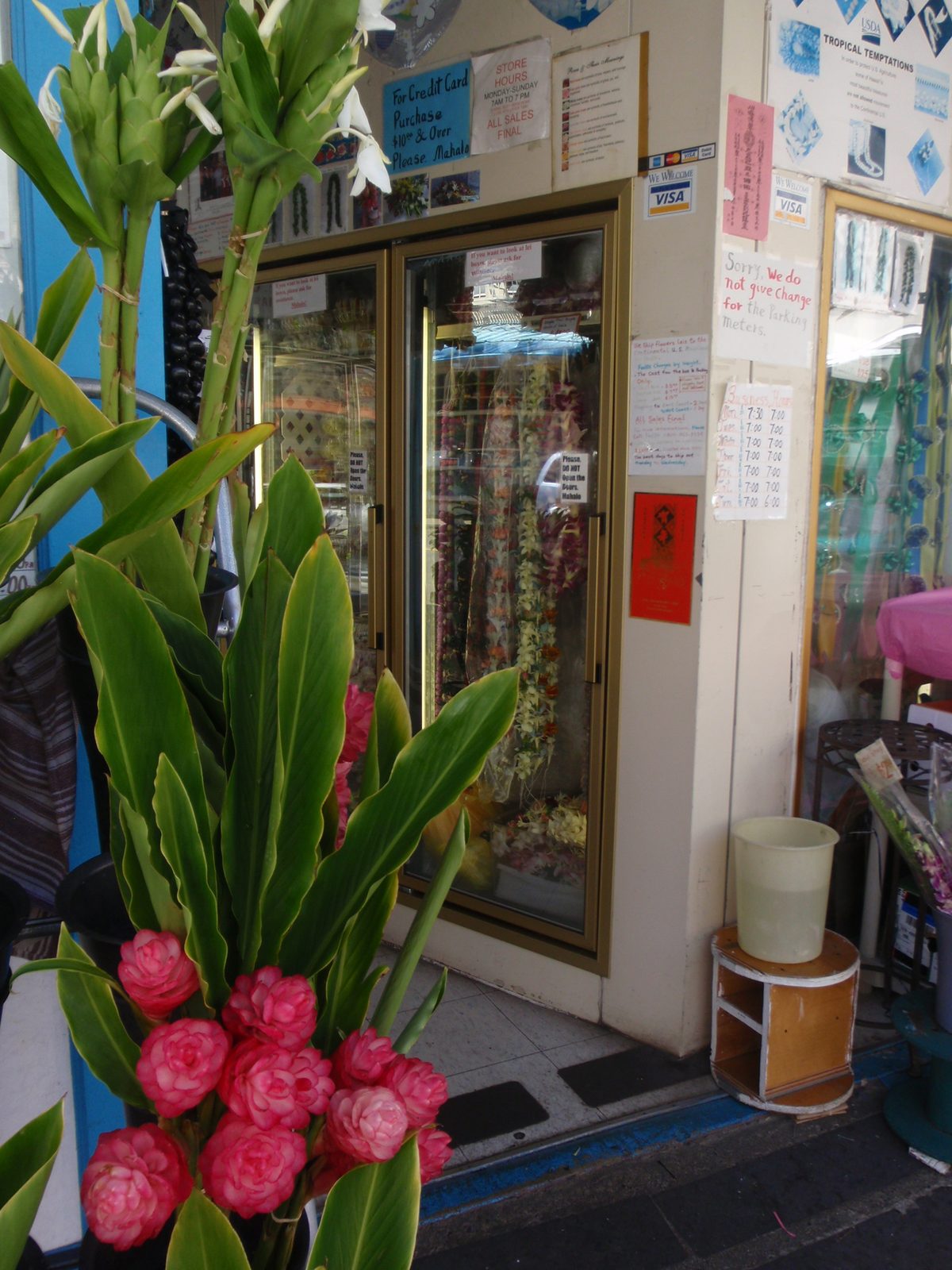 Refrigerated display case for leis.