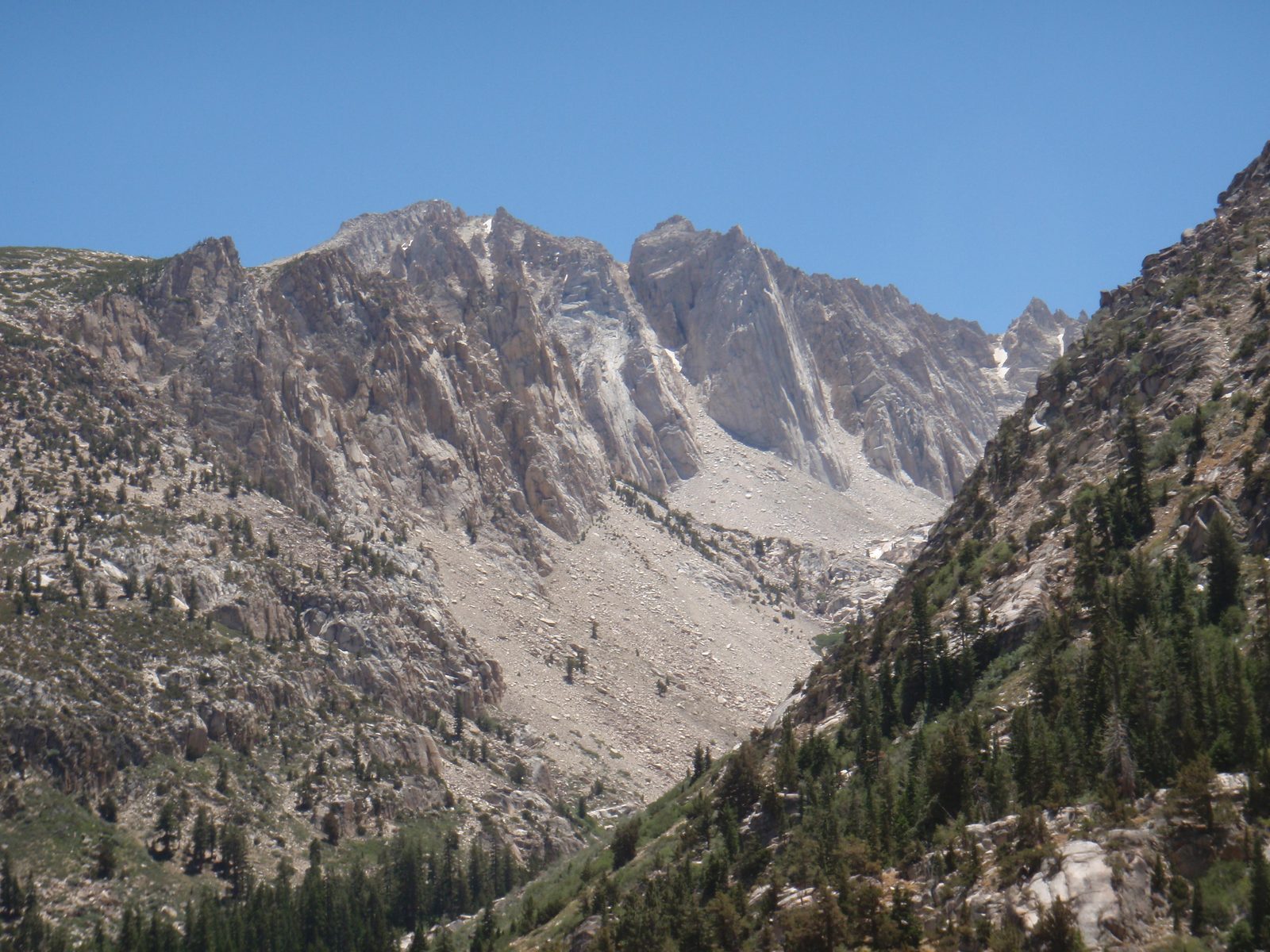 The approach from the fishing and RV hamlet of Twin Lakes afforded views up Little Slide Canyon,...