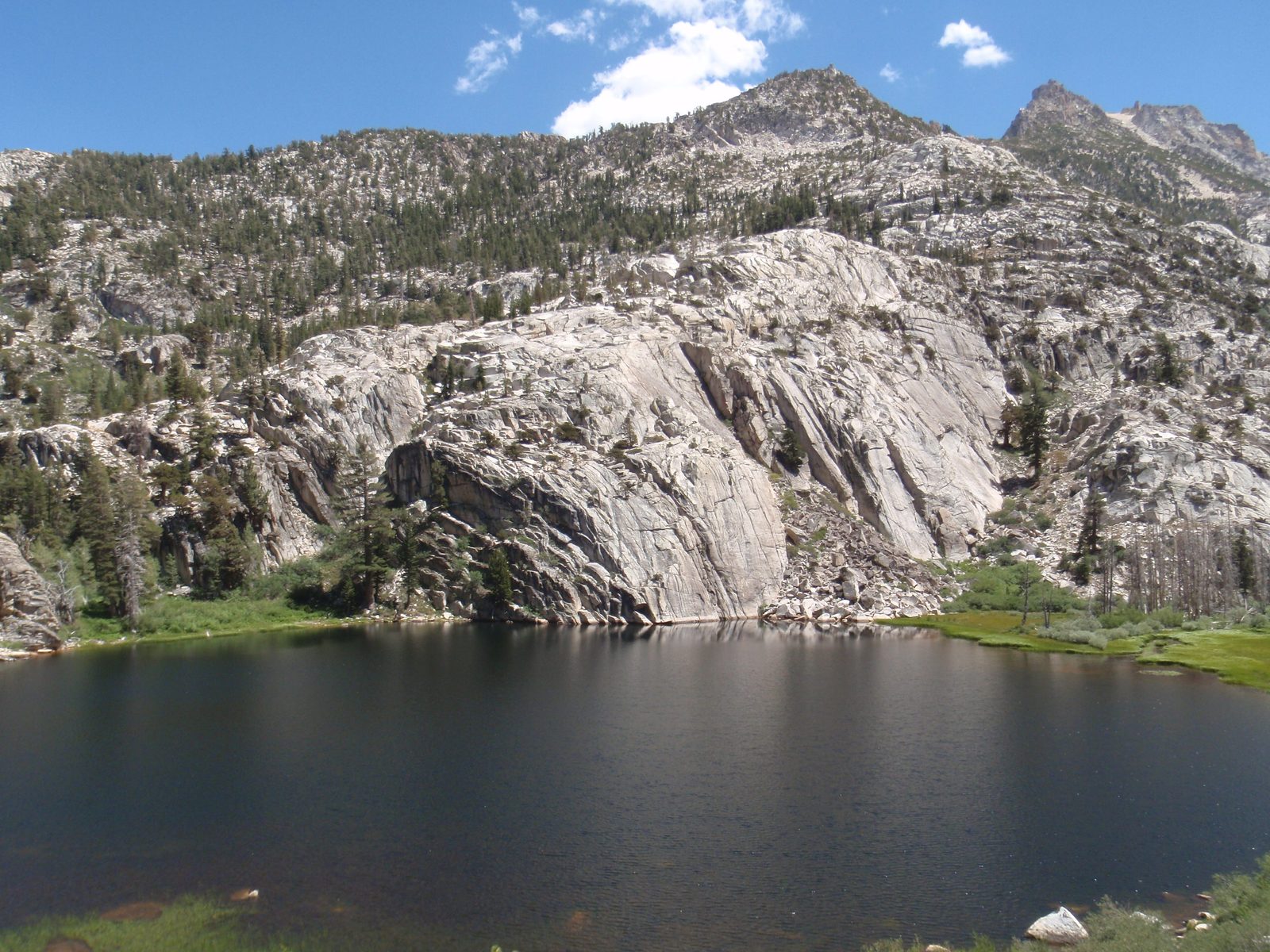 Cliffs falling straight into the lake.
