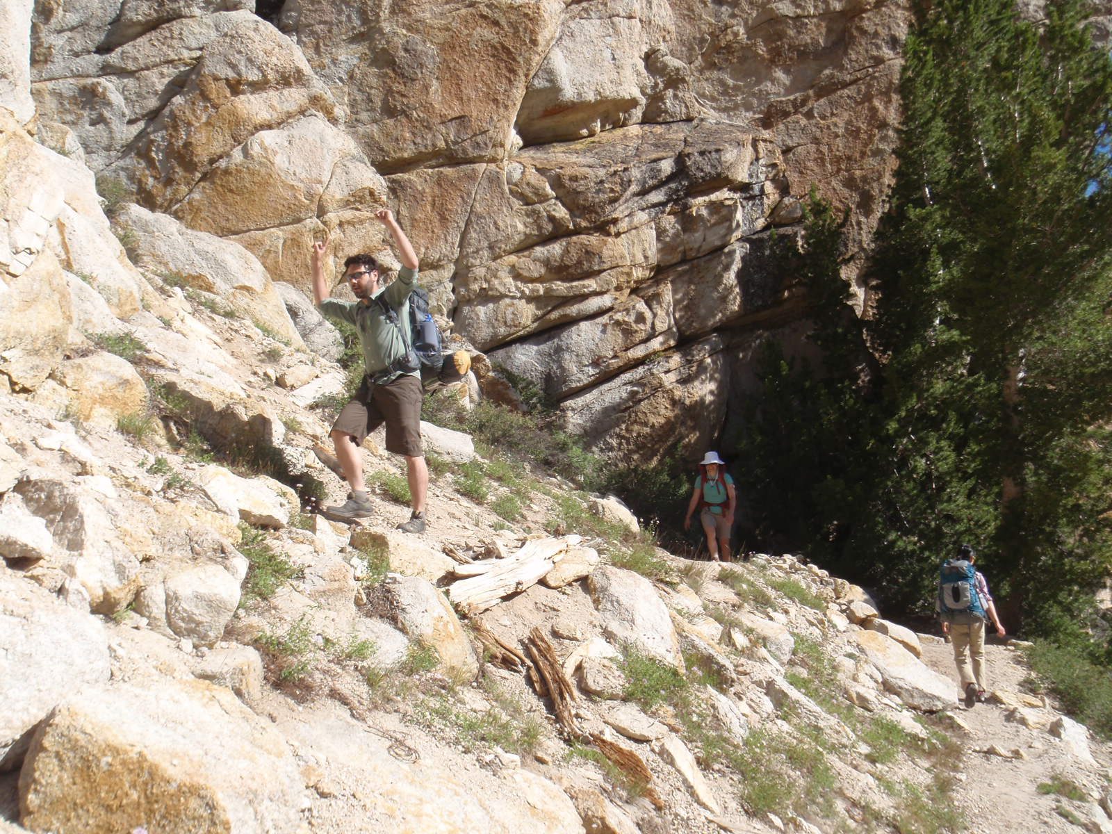 Jasper and Elaine and Monica headed up the next set of switchbacks Sunday morning on our way to...