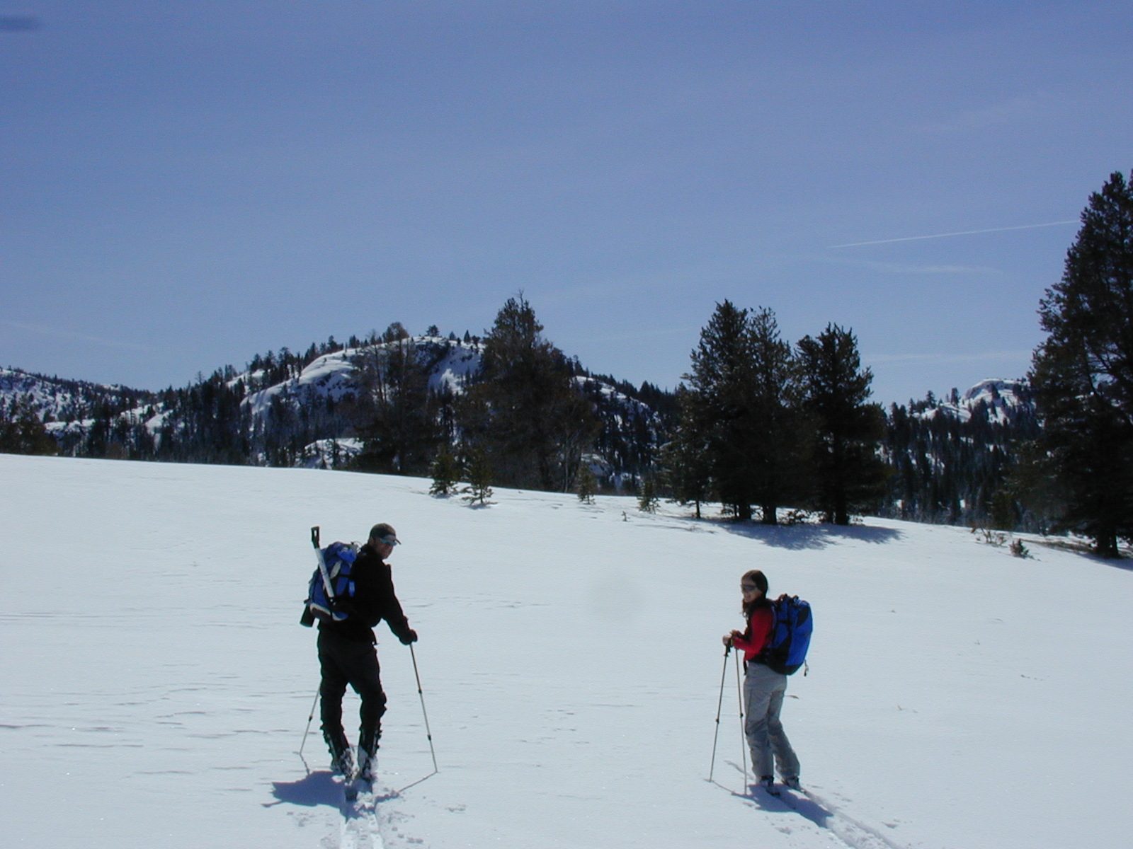 Rachel and Niels east of CA-88 in Hope Valley near the Red Bluff Creek.