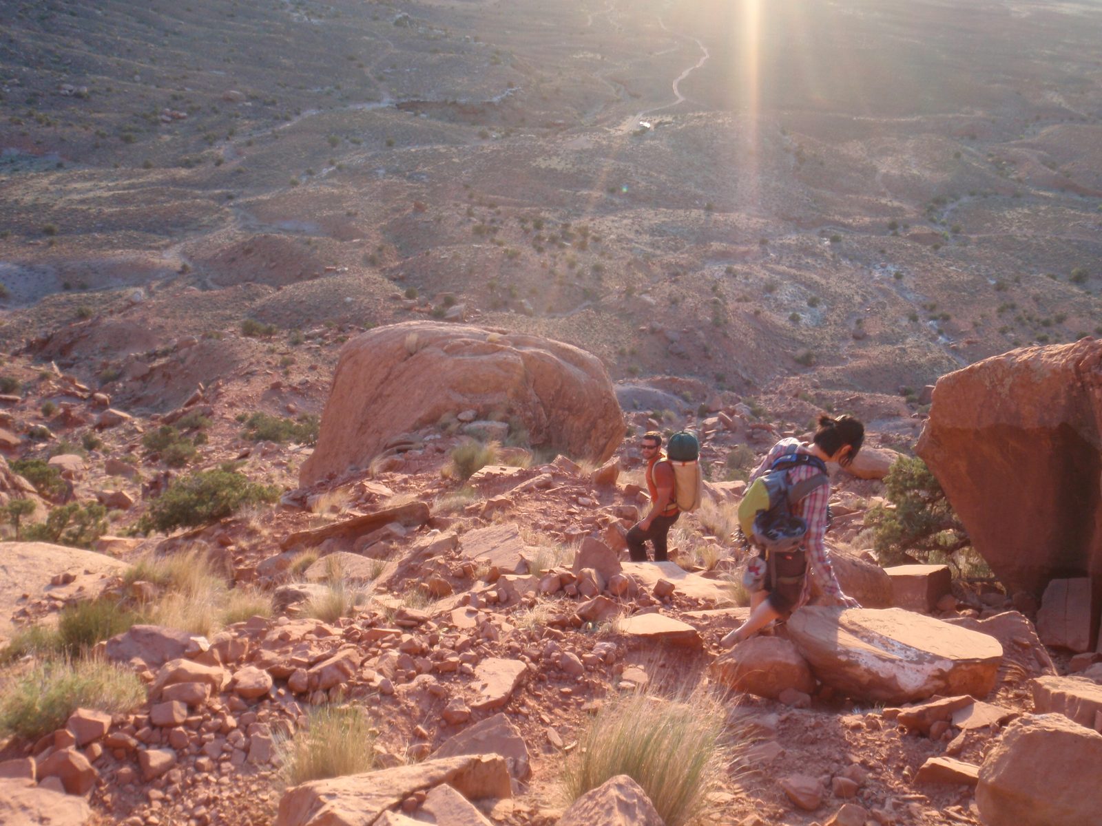 Jay and Monica hiking the trail back to the car (pictured at the upper center). Check out Jay's...