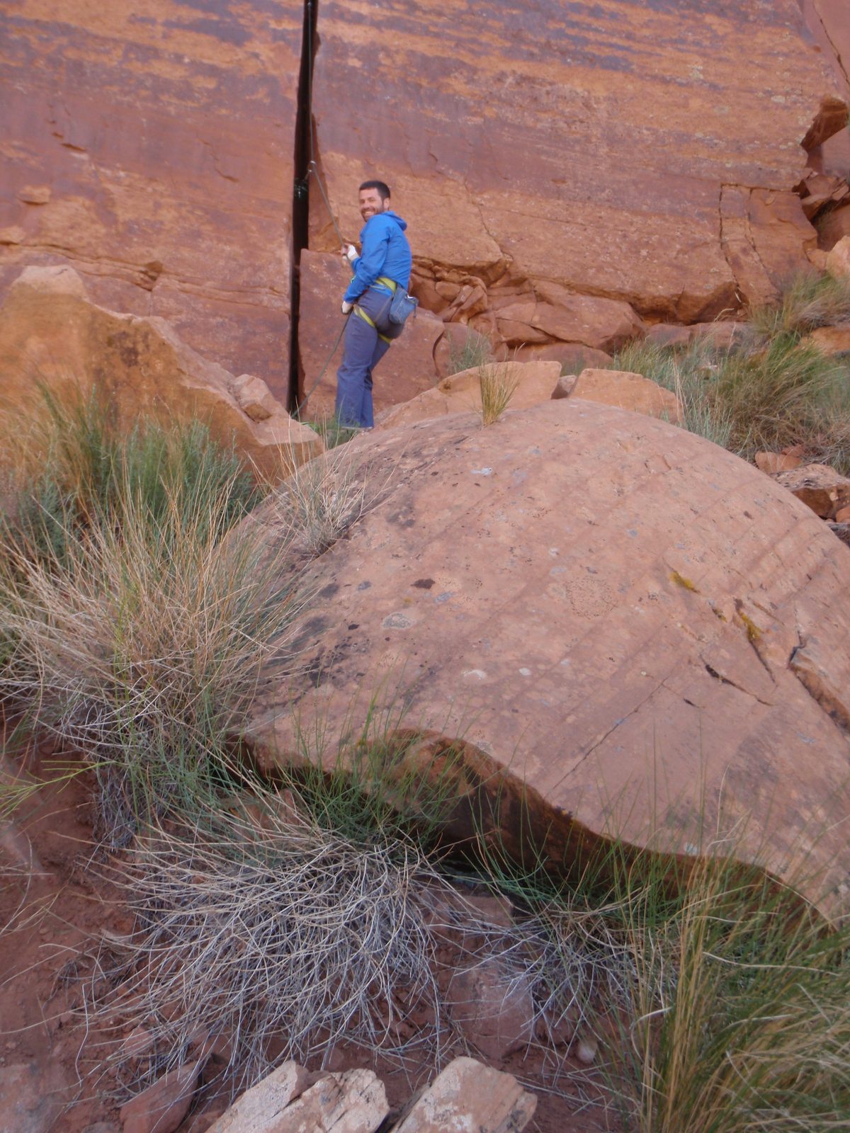 And here we ran into Jay belaying David on a horrific looking (but striking) off-width crack.