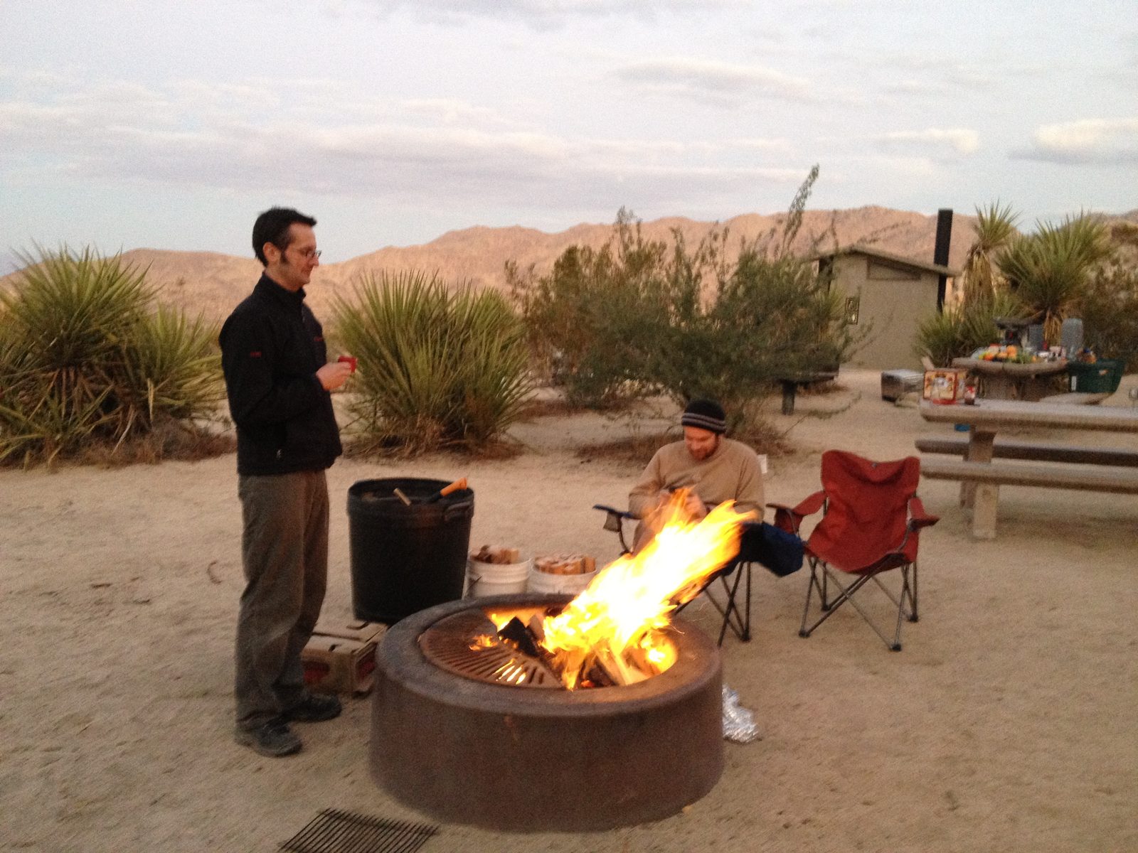 Rob standing by our fire at Lucky Group Camp #13.