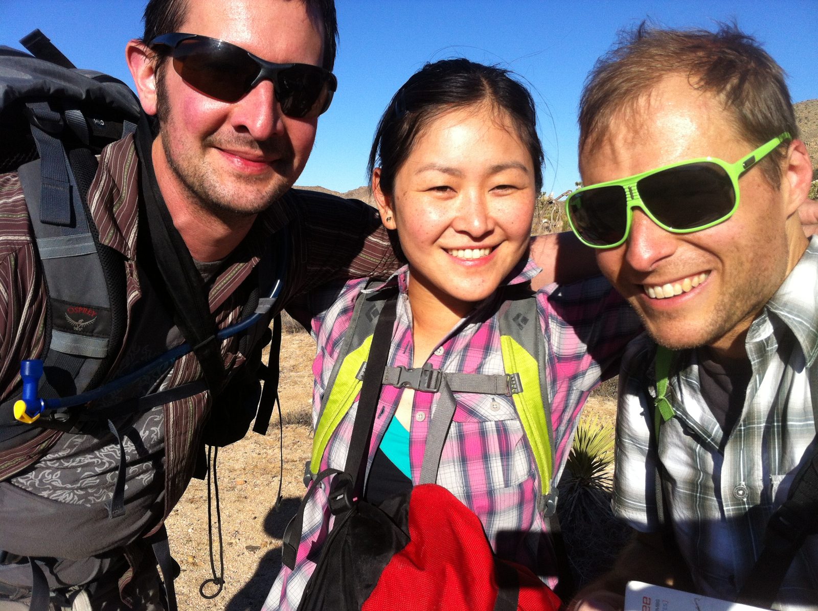 Rob, Monica and John hiking back to the car on Saturday afternoon.