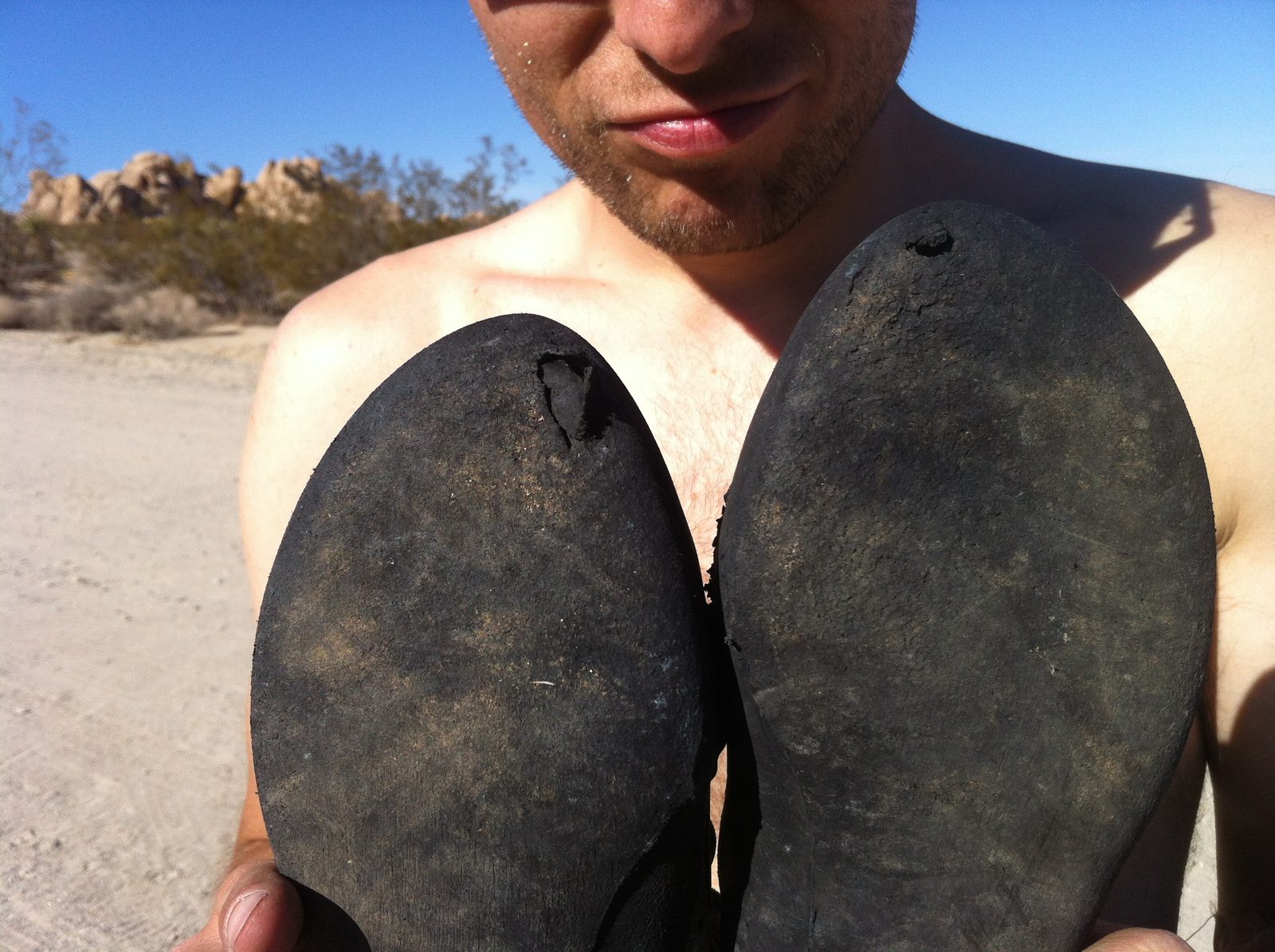 Joshua Tree takes its toll on gear: My precious $170 TC Pros are demolished, both feet... time...