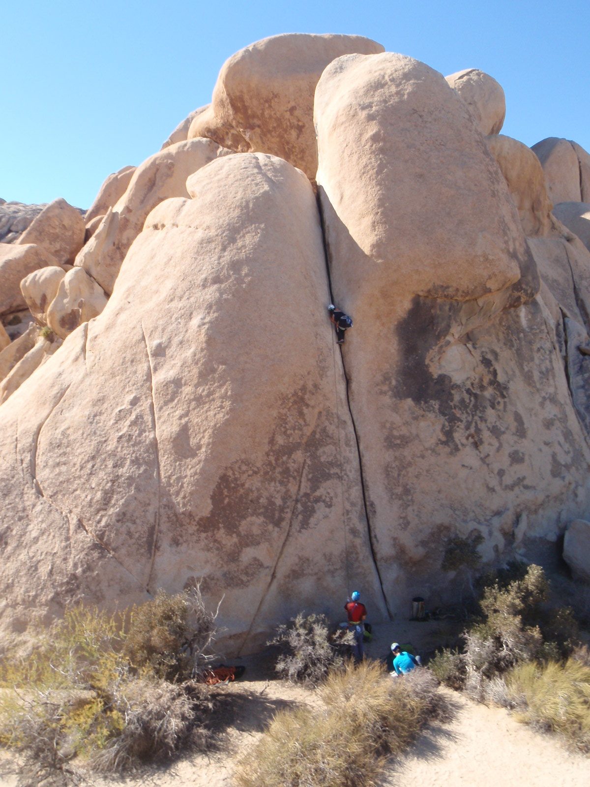 Lee climbing Gargoyle while Jay belays. Monica also pictured at the right. 
