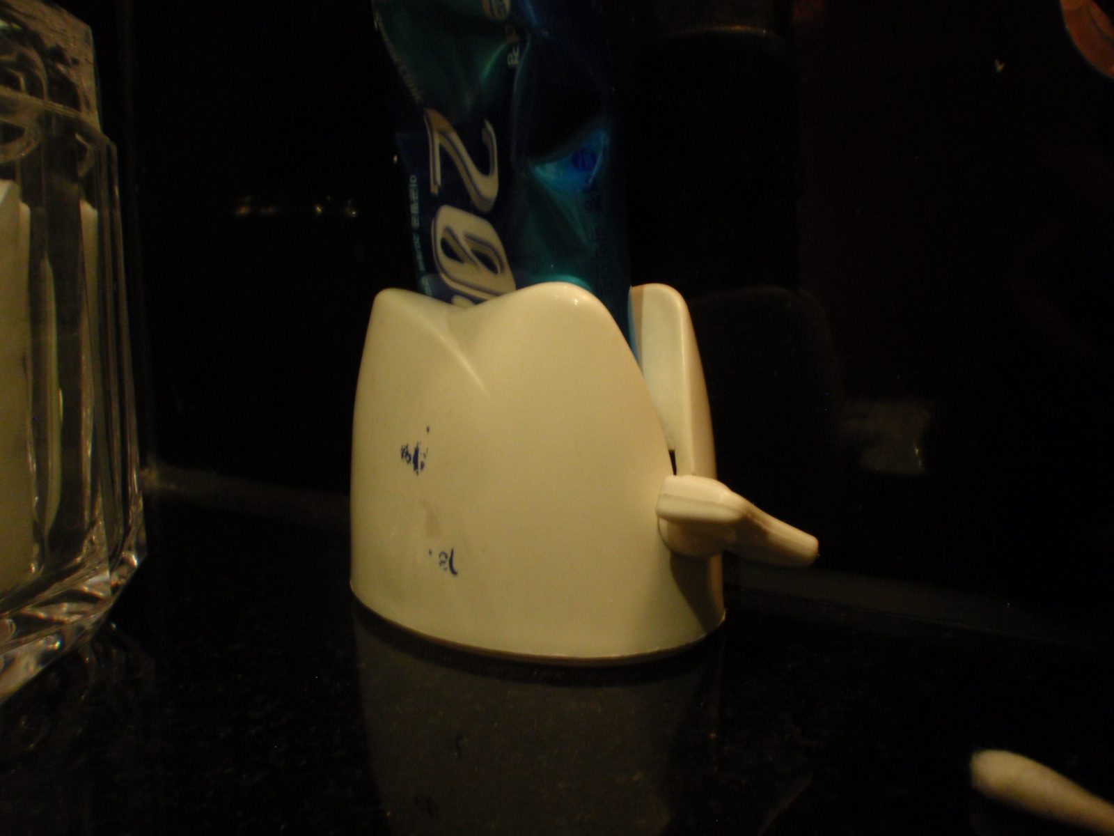 Automatic toothpaste dispenser!  This place had every gadget possible for the bathroom, which...
