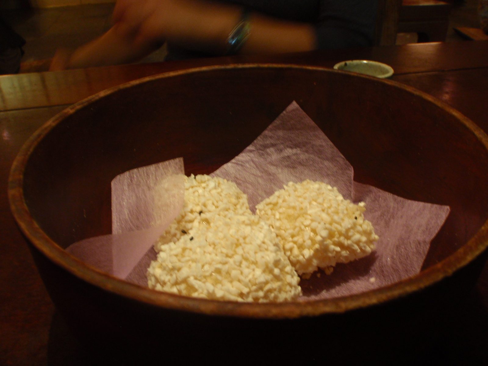 Puffed rice cake for dessert.
