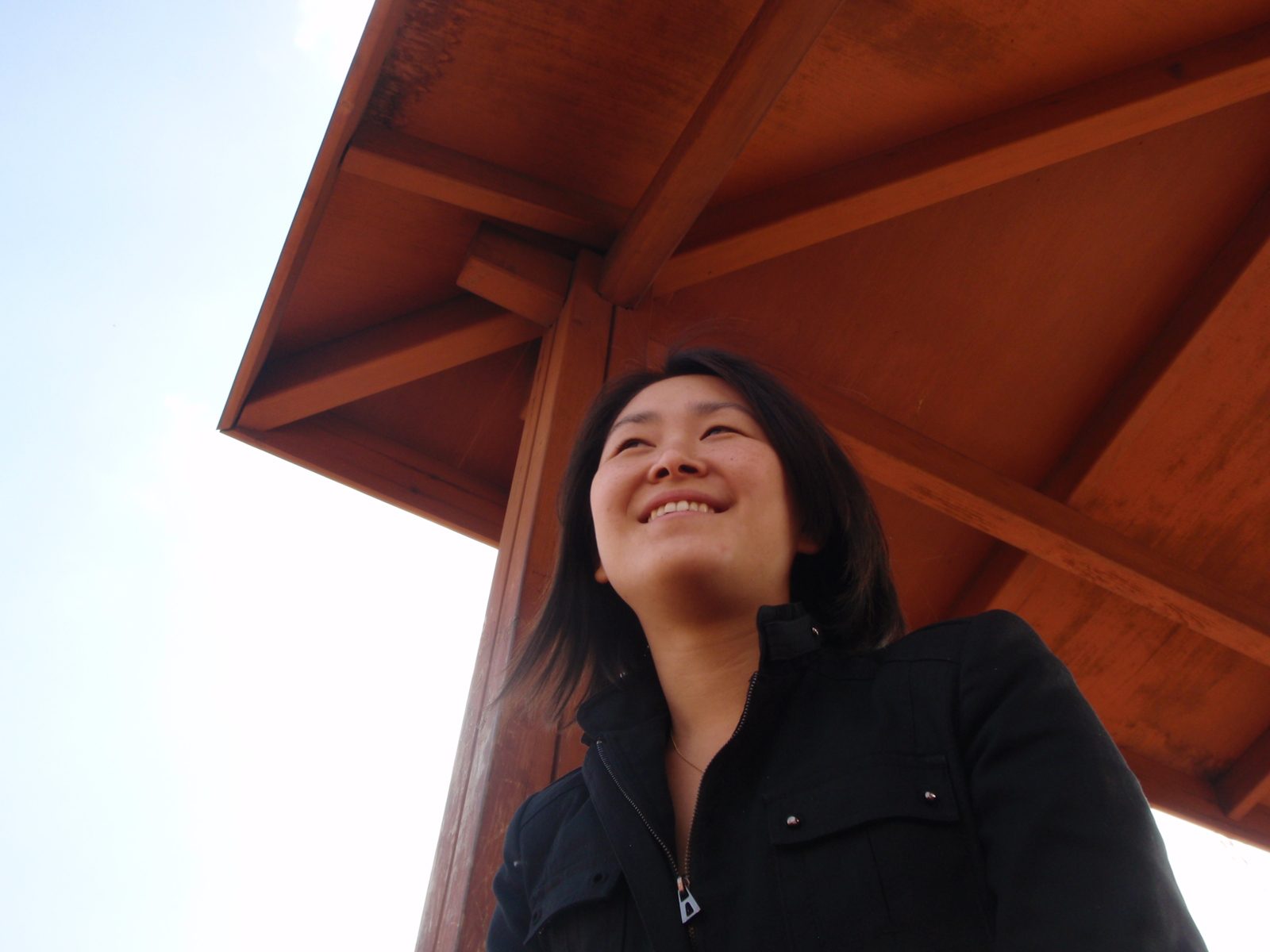 Monica, waiting for her step mom to pick us up at the train station in Busan.  This was a tight...