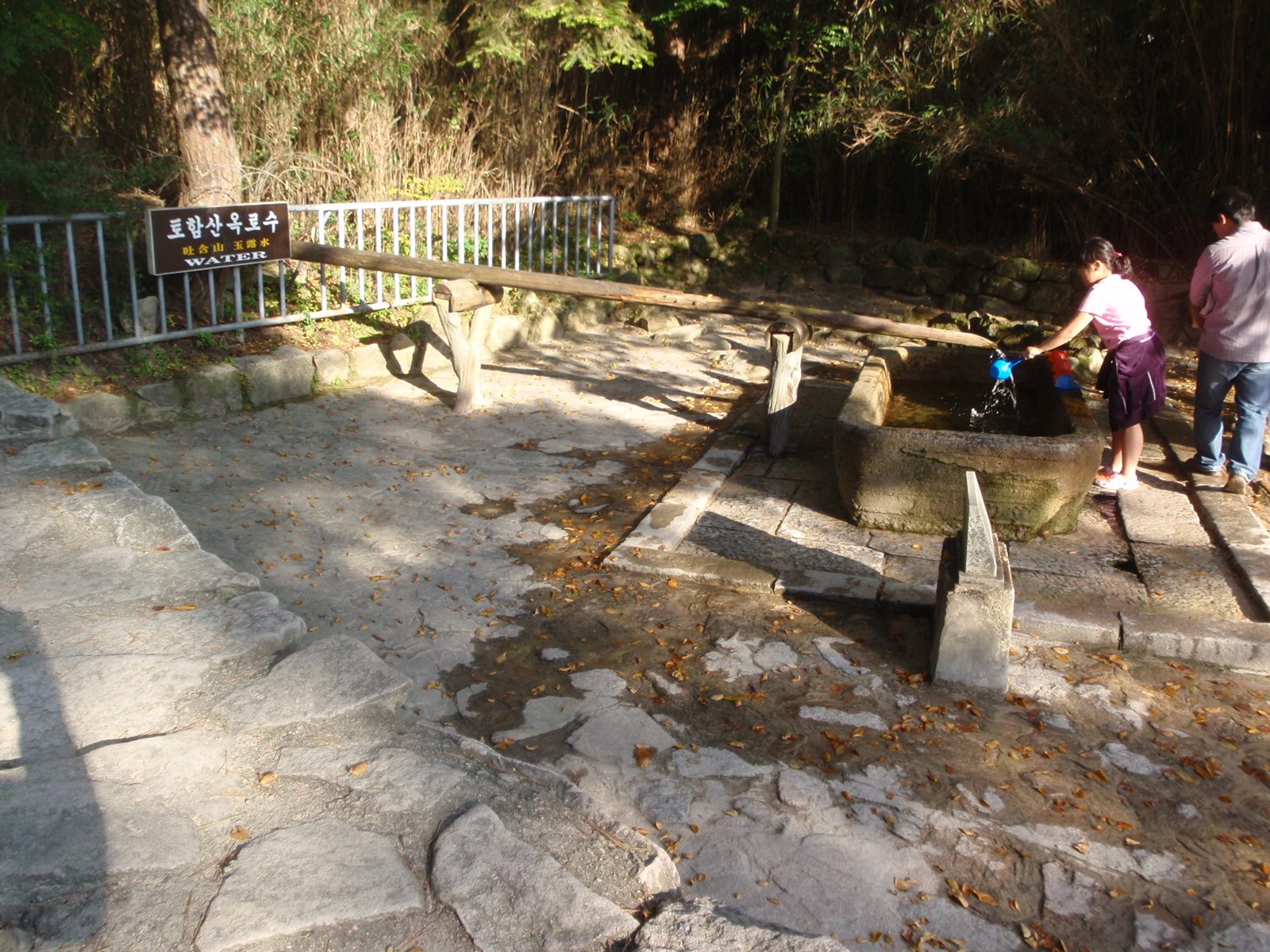 A lot of the temples we saw had natural springs where you could get drinking water from plastic...