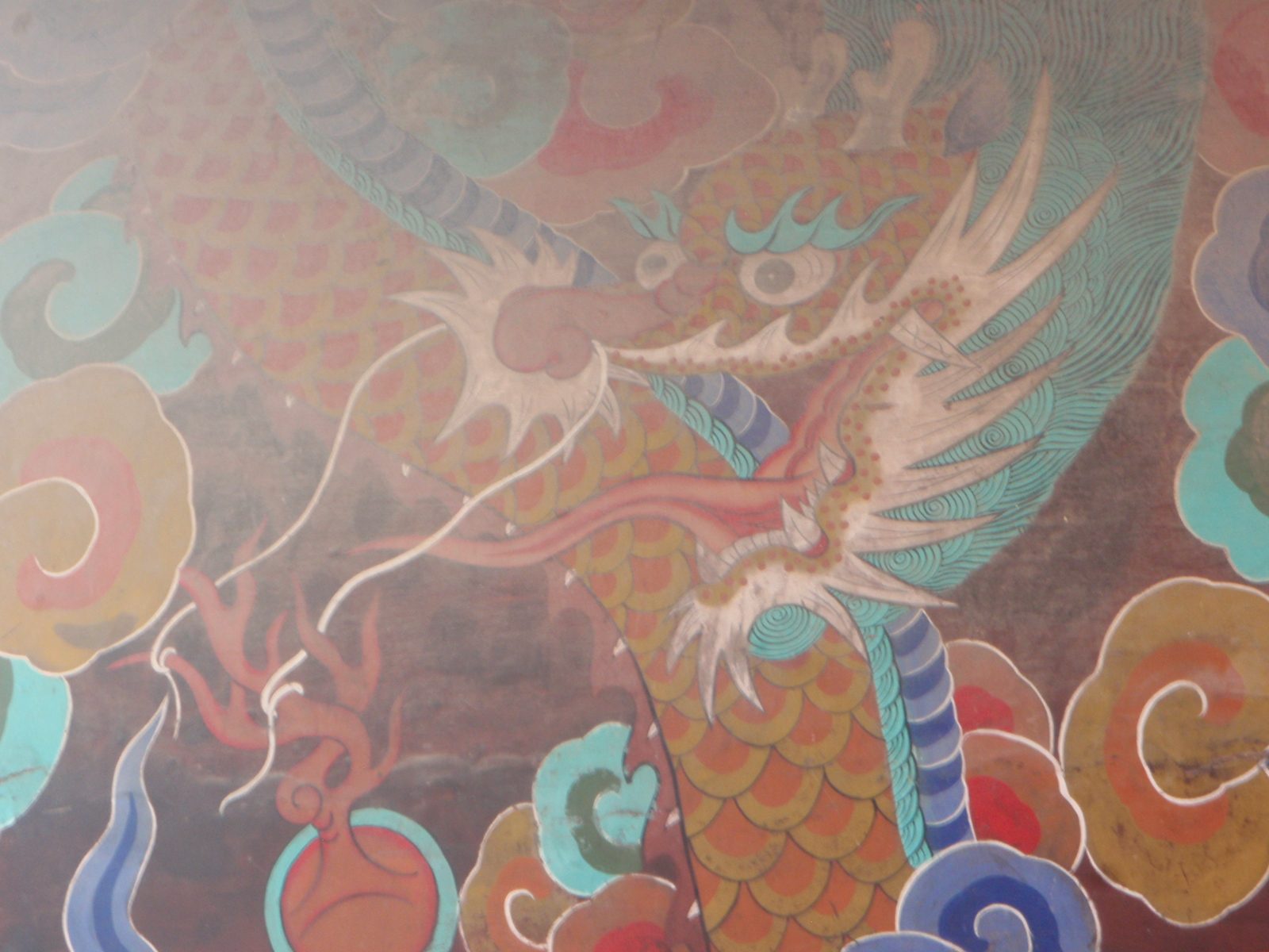 Detail of a dragon painted on the drum in the last picture.  Monica concluded this was Mr. Burns...