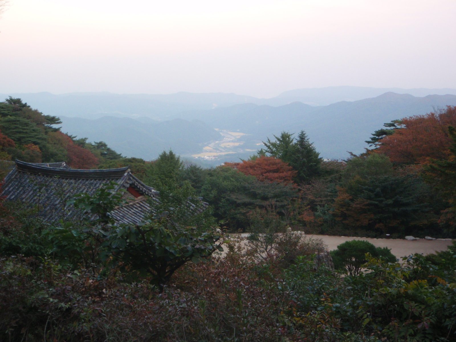 View from the mountain temple complex back down into a valley to the south.