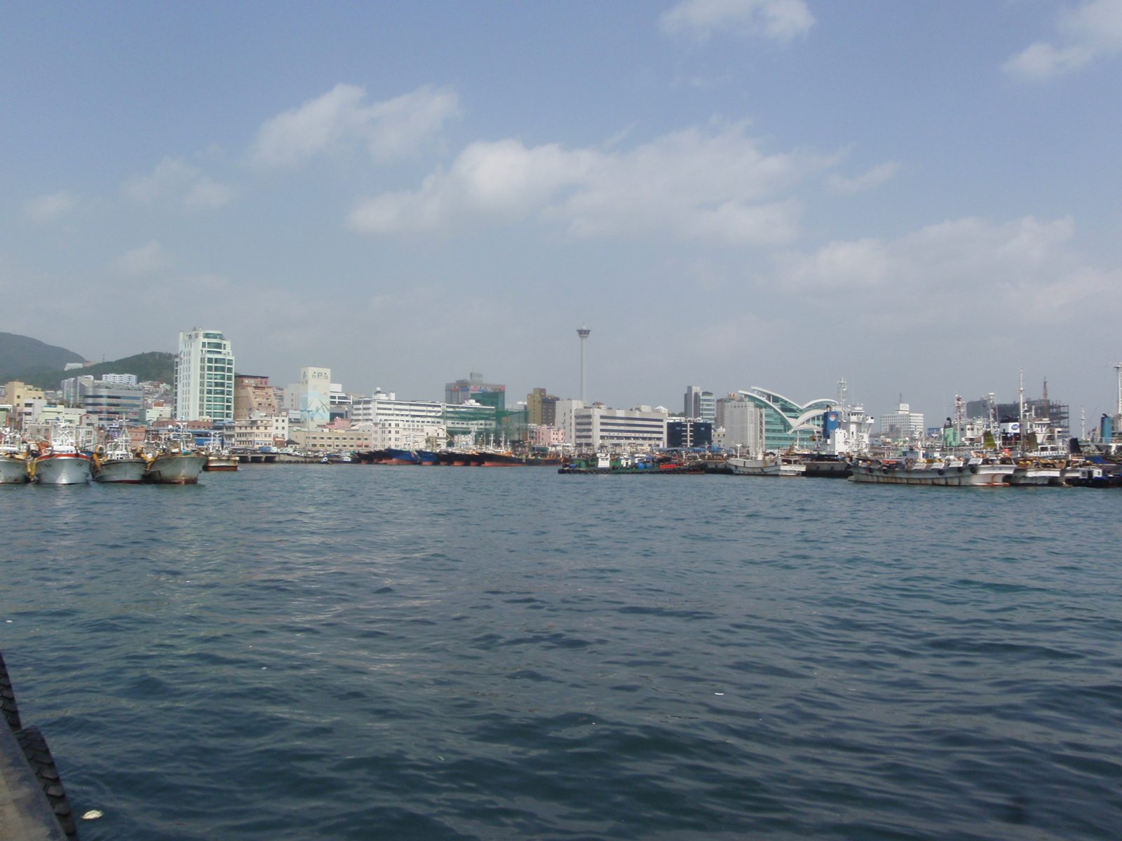 Busan Harbor viewed from the Jagalchi Fish Market.