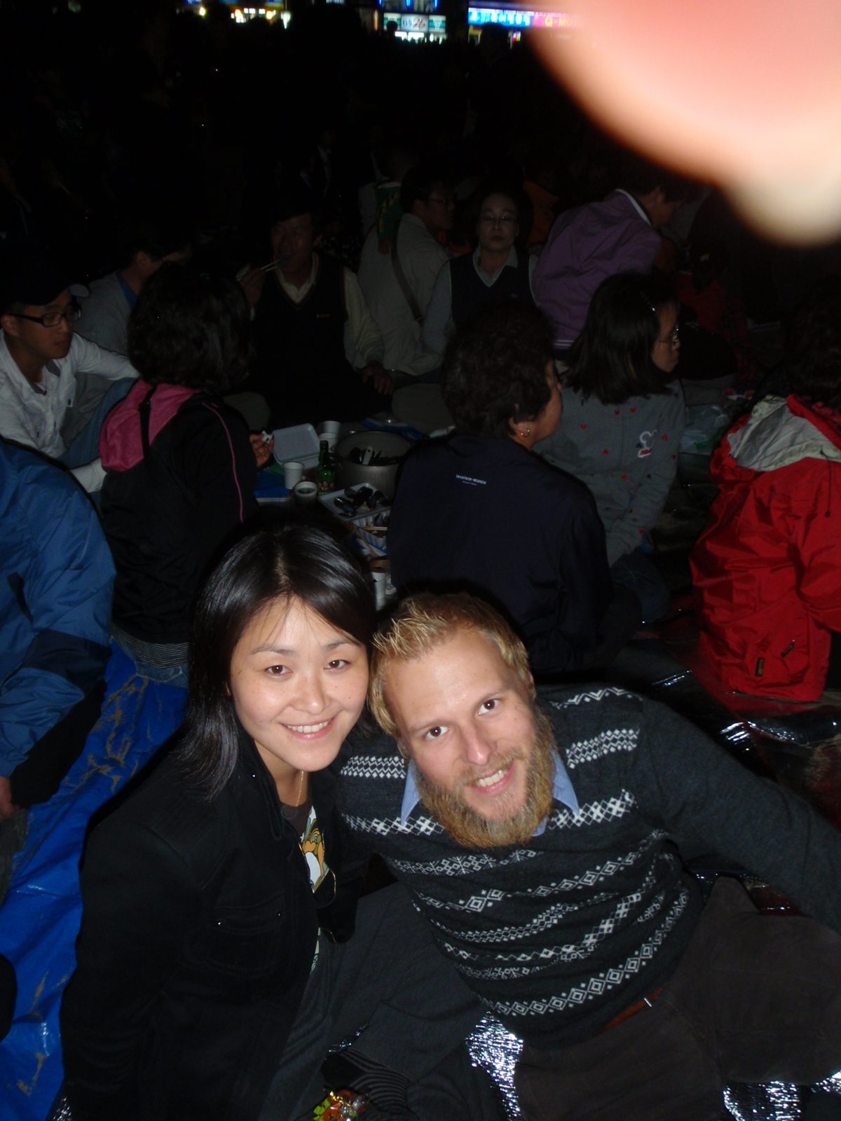 I need to crop this picture.  Watching fireworks in Busan.