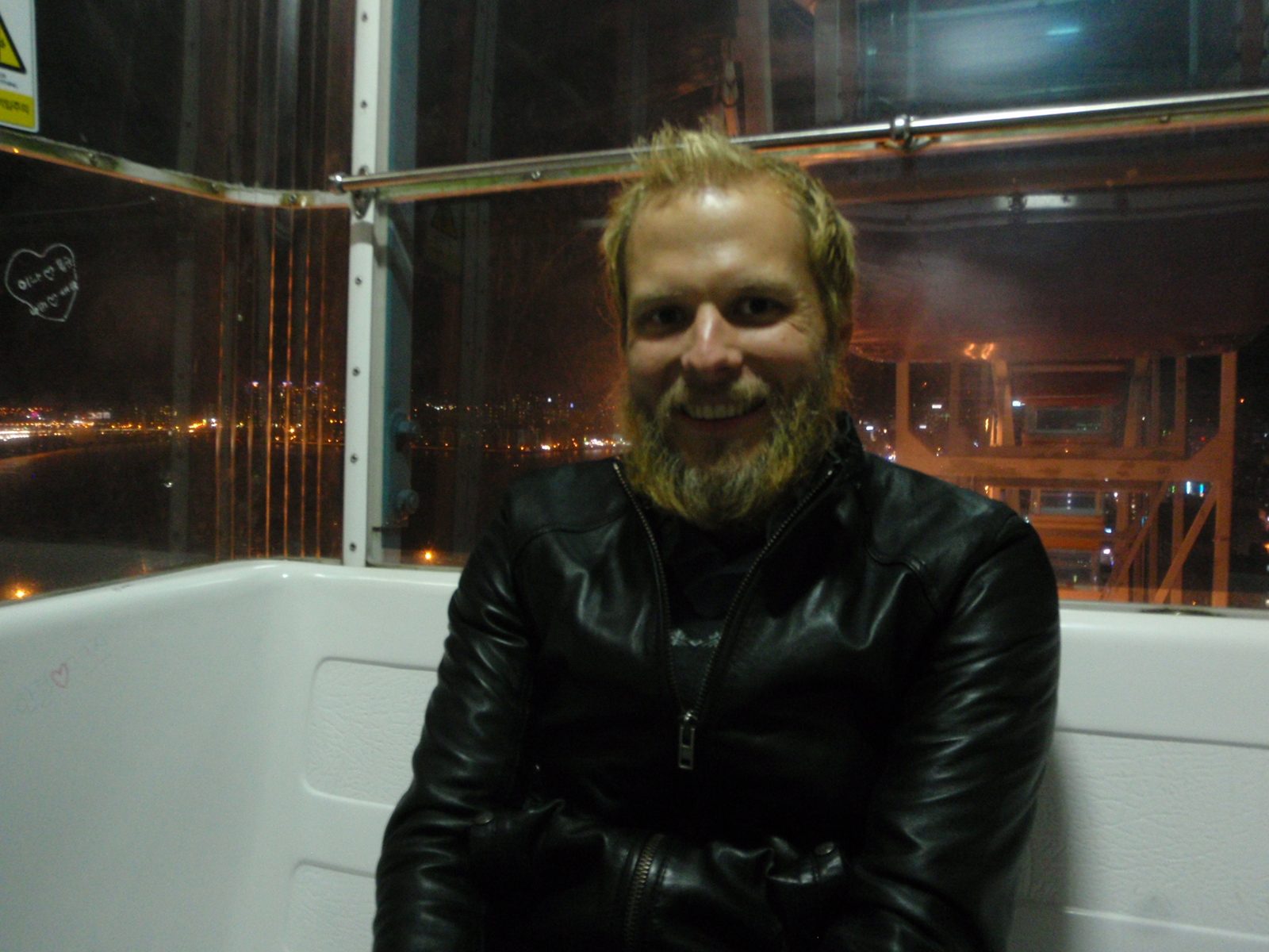 John riding the Ferris wheel.