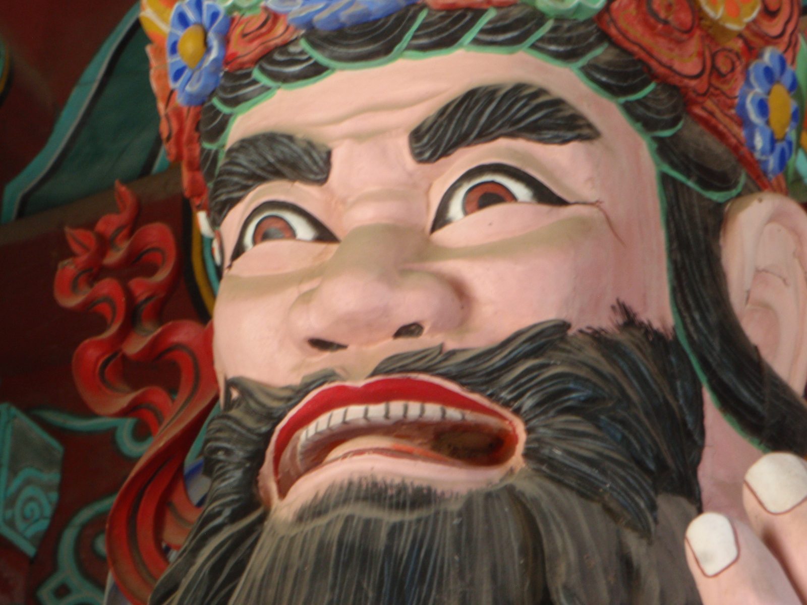 Close up of guard to Buddhist temple near Gwangju and Wolchulsan National Park.