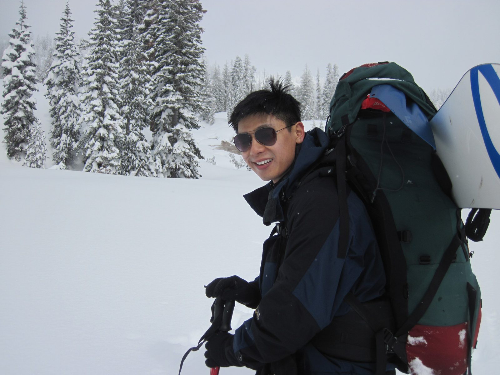 With so much new snow, the going was slow, tiring work. Yang, Monica and Vinnie all carried...