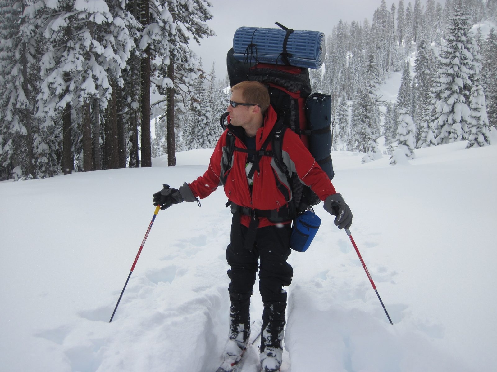 John, on the ski in, while we still had tracks to follow. The trail is actually just California...