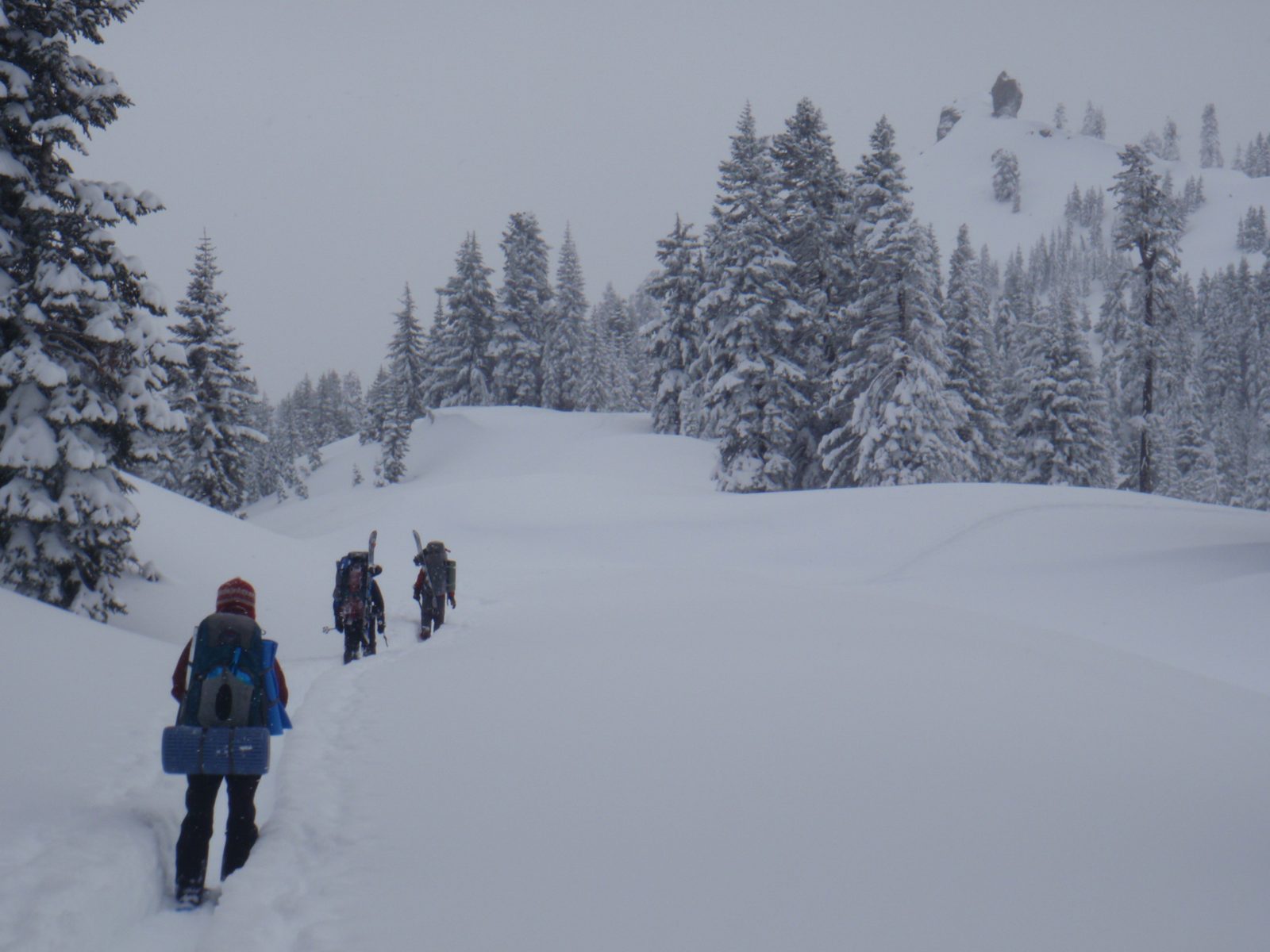 Hiking out.