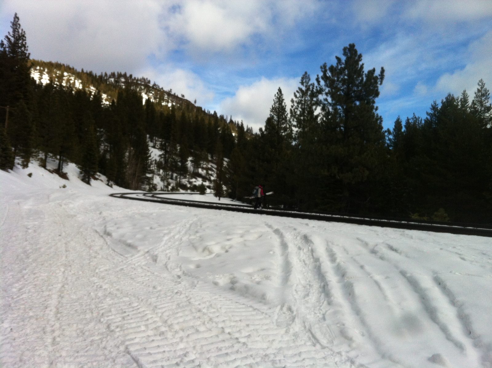Crossing back over the tracks.