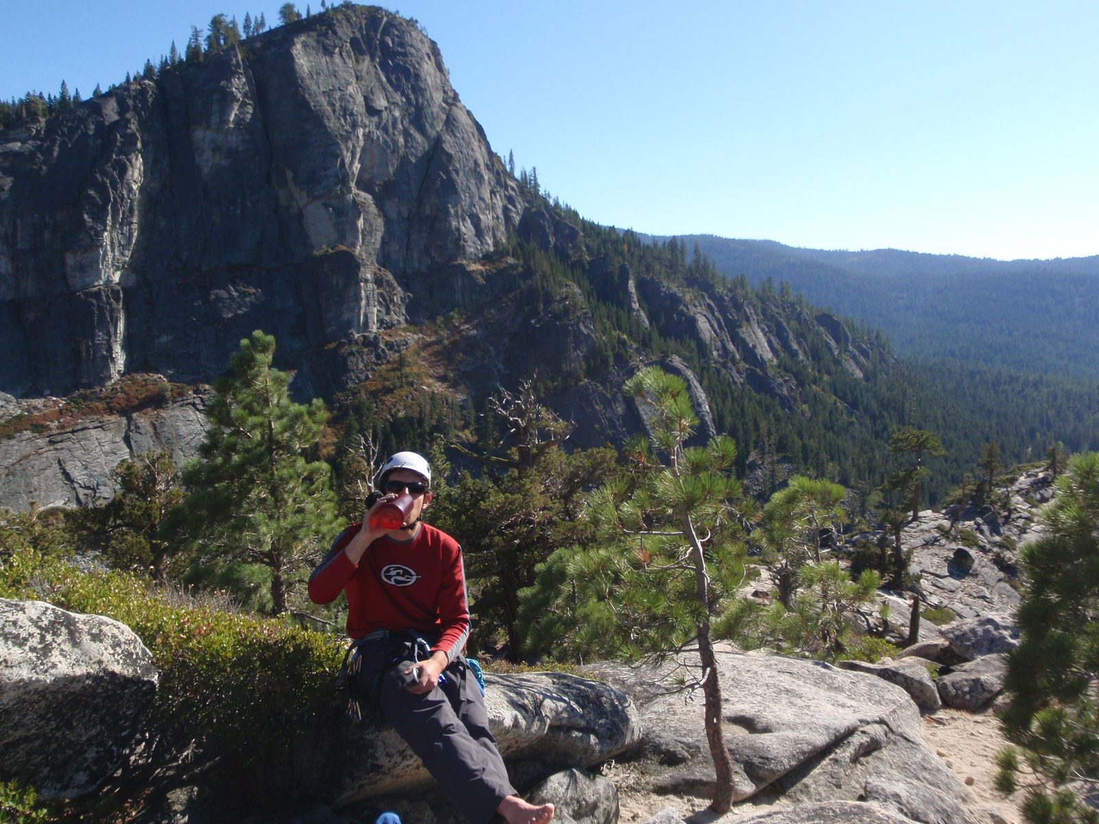 Jon, enjoying lunch with Main Wall in the background.