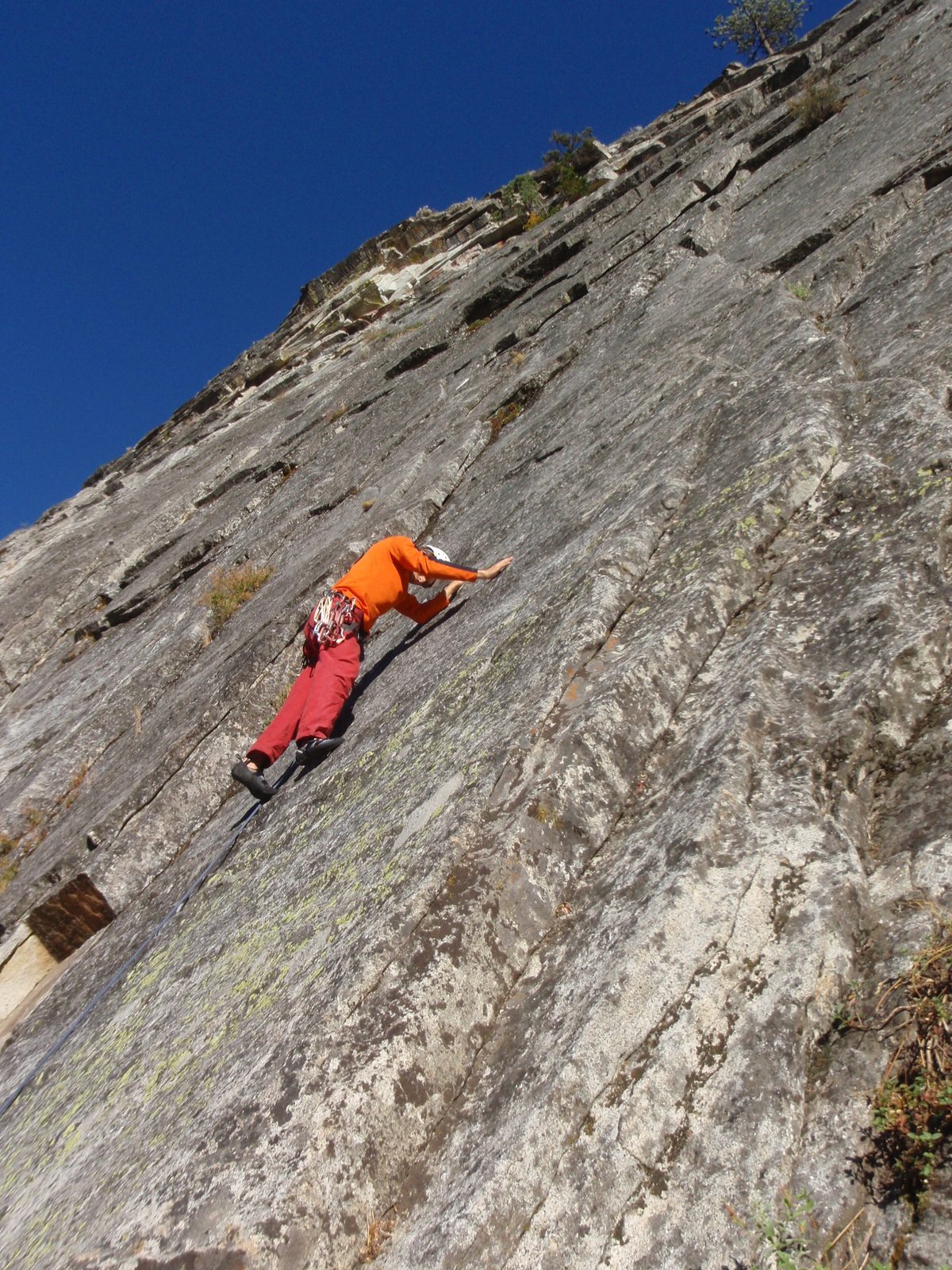 John, leading an unnamed 5.10a climb on the far right side on East Wall.