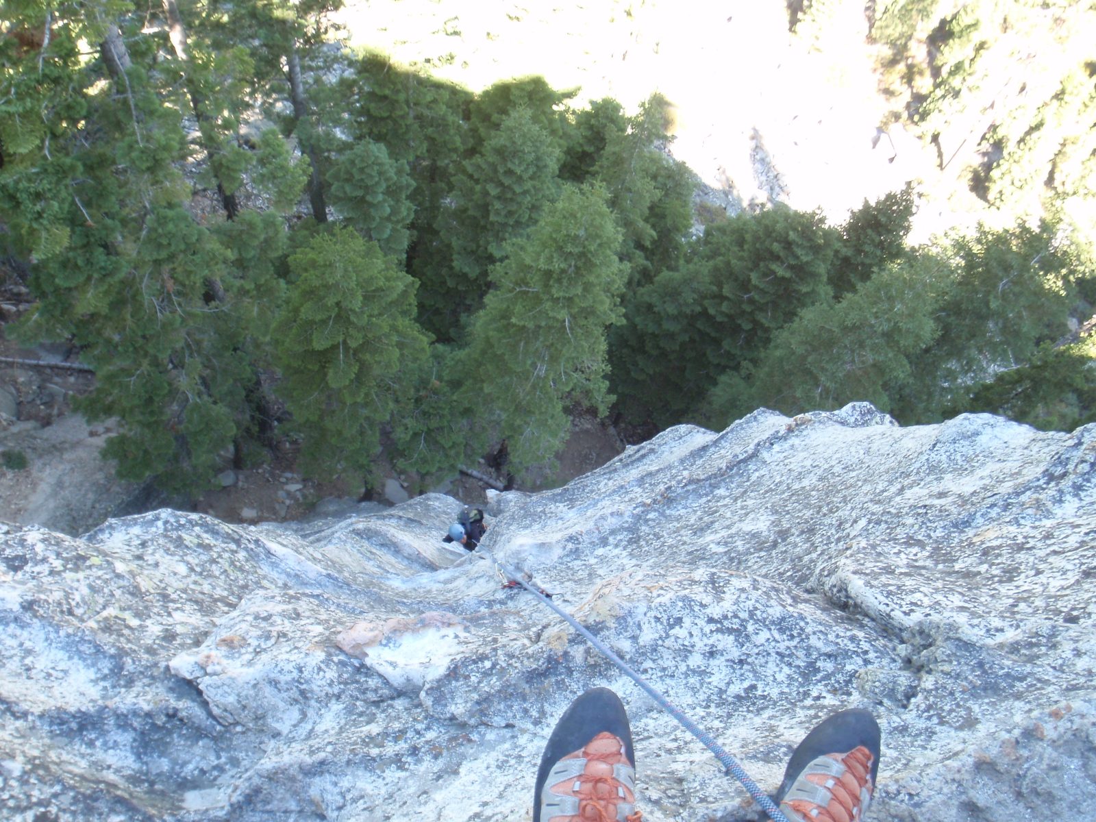 Monica, nearing the top of the first pitch. Since Lover's Leap is nearly vertical and faces...