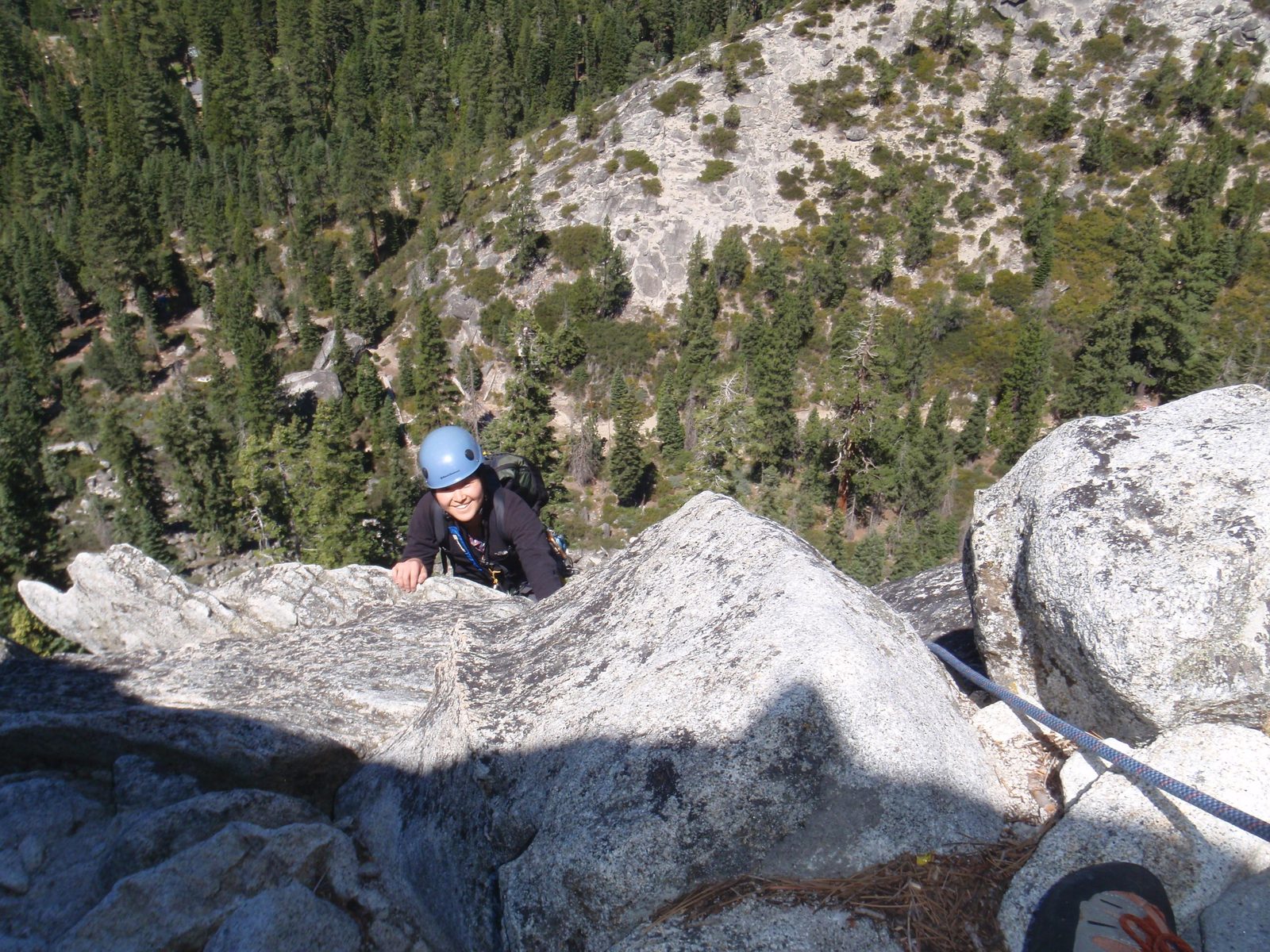 Monica at the top of the second and final pitch of The Groove. Just about noon and we're just...