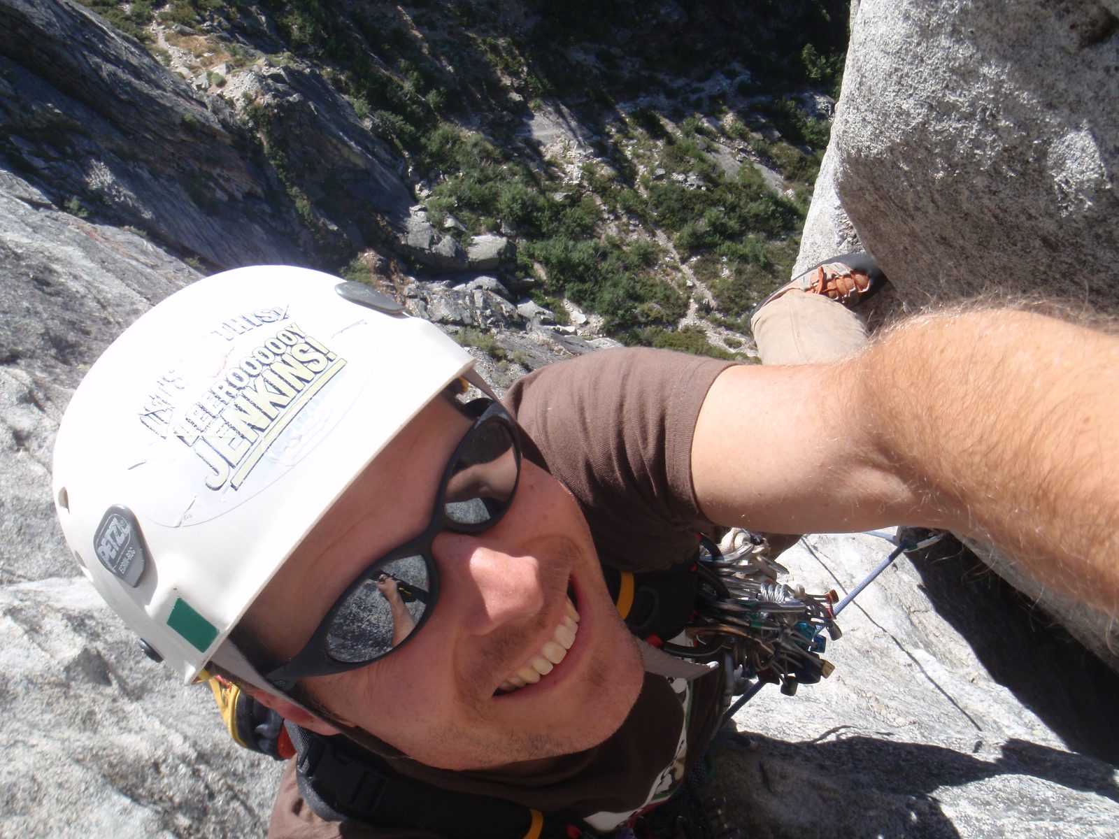 Trying a different angle. Self-photography while climbing is hard.