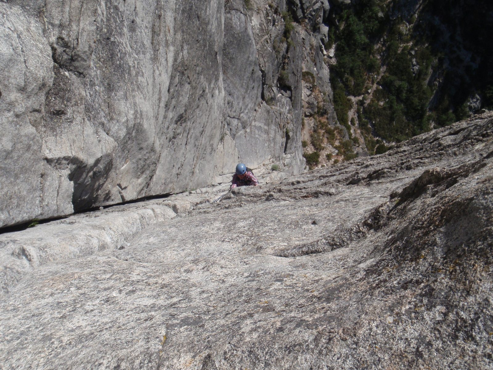Monica stoked on pitch 2 of Corrugation Corner.