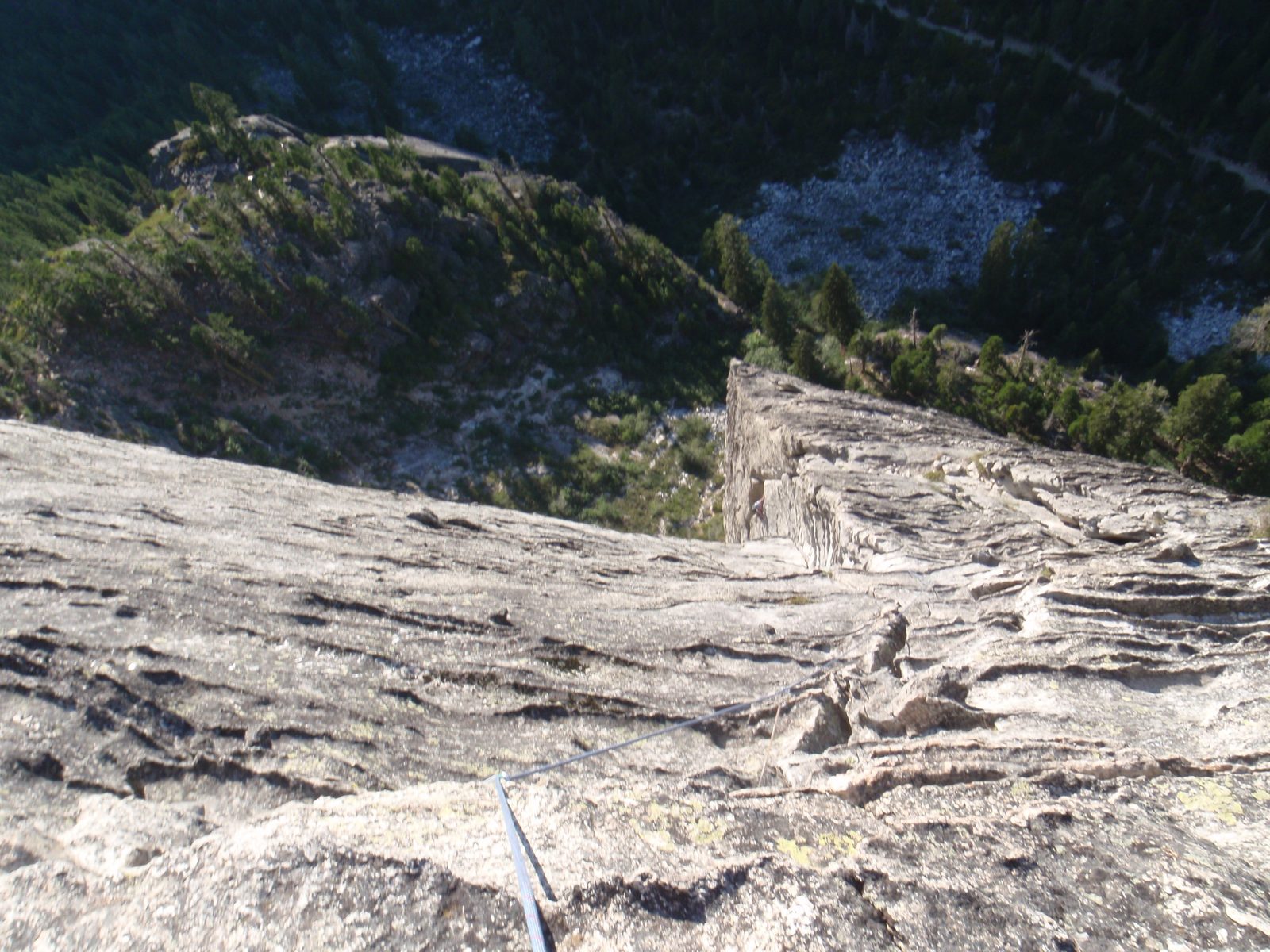 Monica about to do the scary traverse.