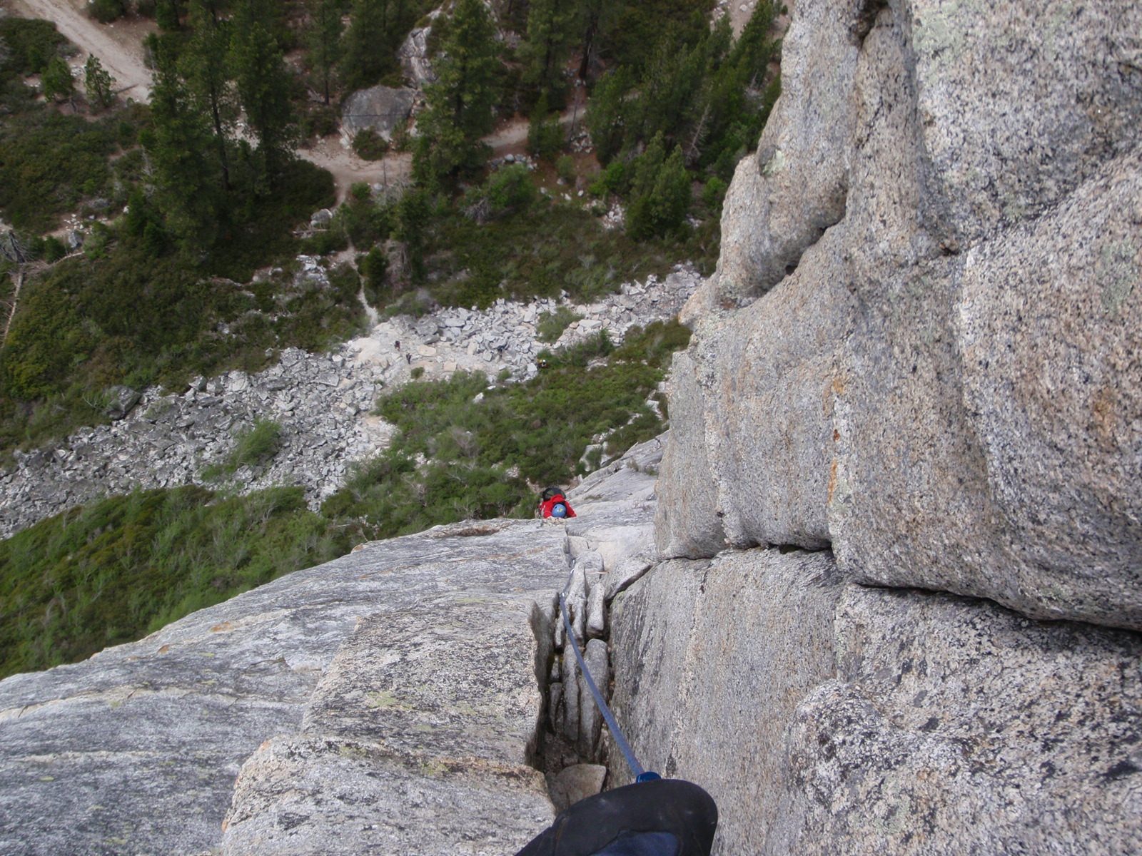 A bit higher now:  top of the second pitch.  Some people are walking on the path in the...