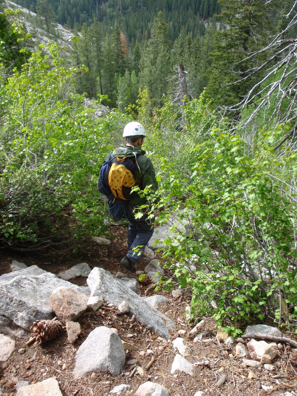 John hiking down the trail.