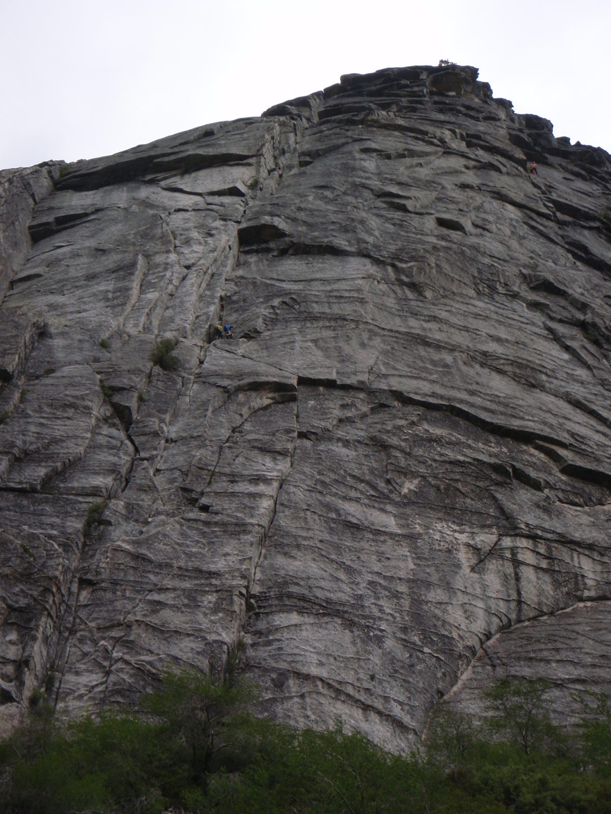 Back at the bottom:  We are surveying our route, which followed the most prominent vertical...