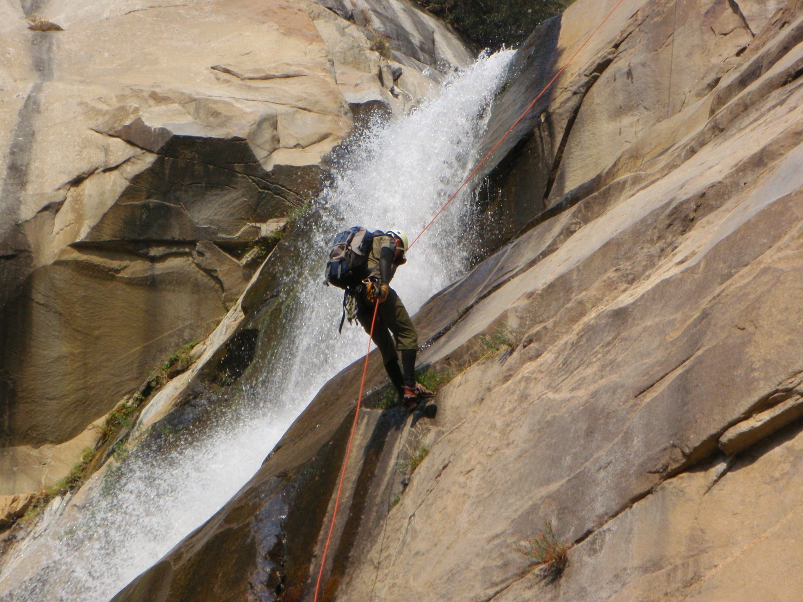 Andy on rappel of the 150 ft waterfall.