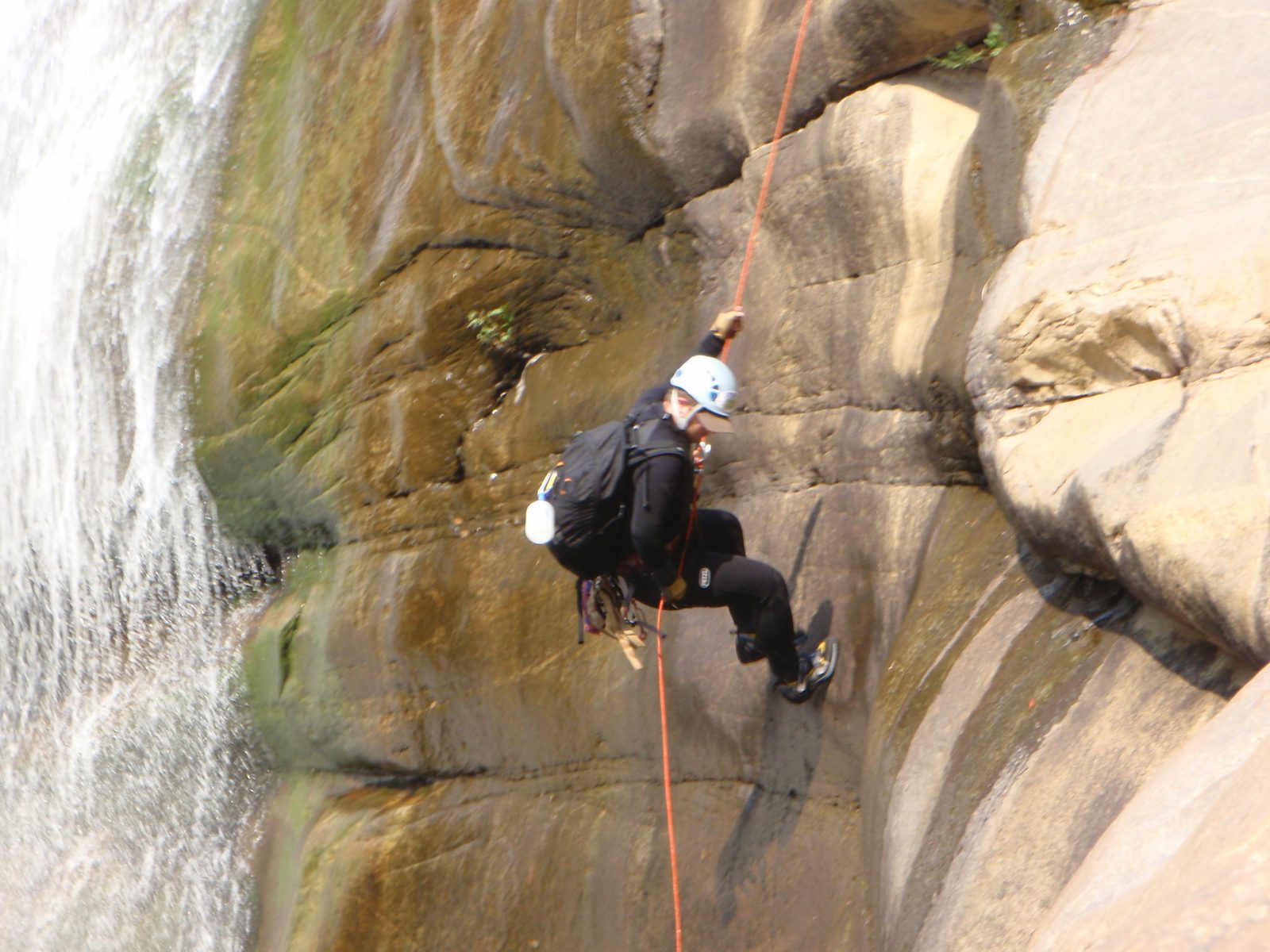 Mike on rappel of the 150 ft waterfall.