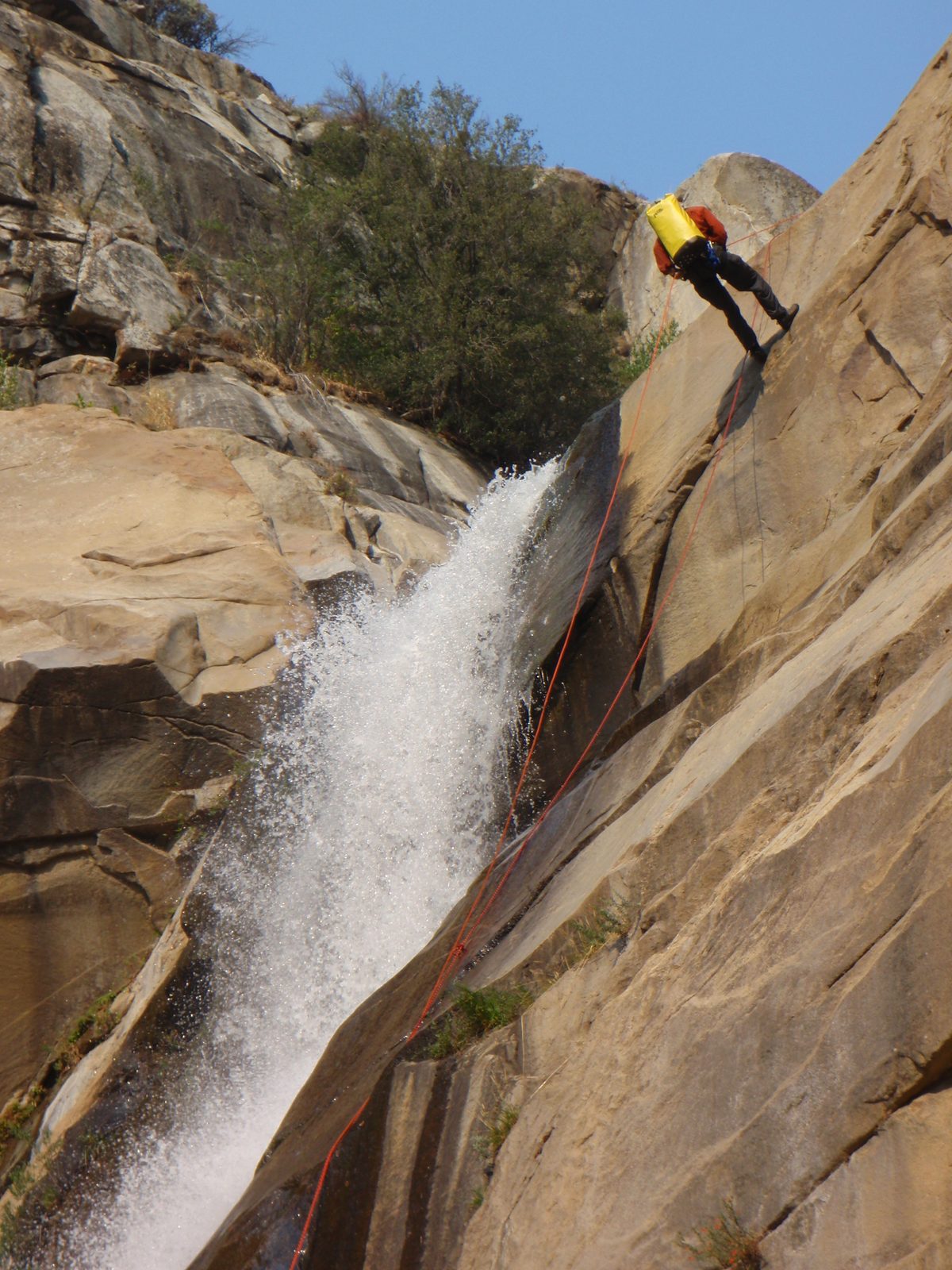 Joel coming down the 150 ft waterfall.