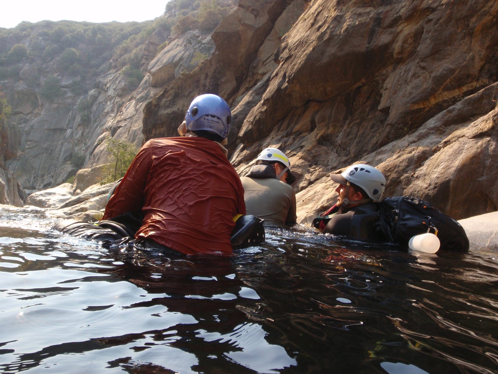 Looking over the edge of a much smaller waterfall.