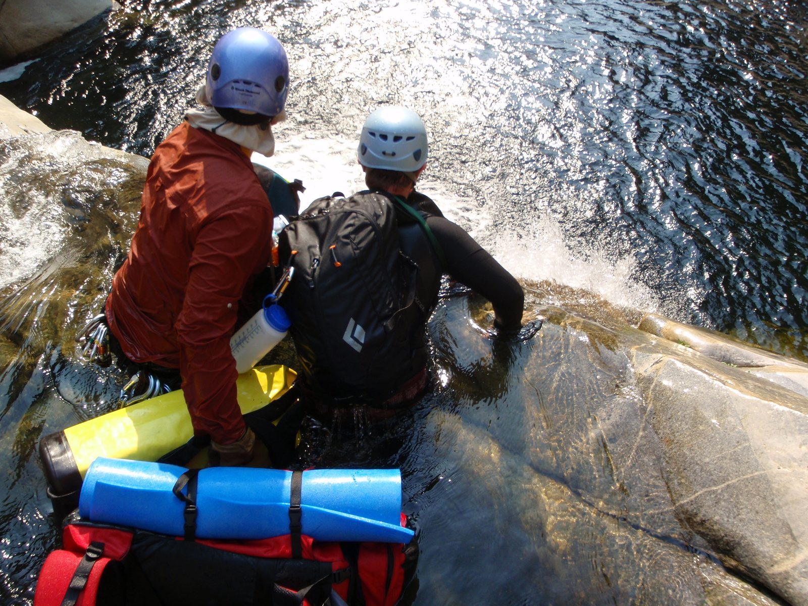 Joel and Mike, inspecting the waterfall for jumpability.