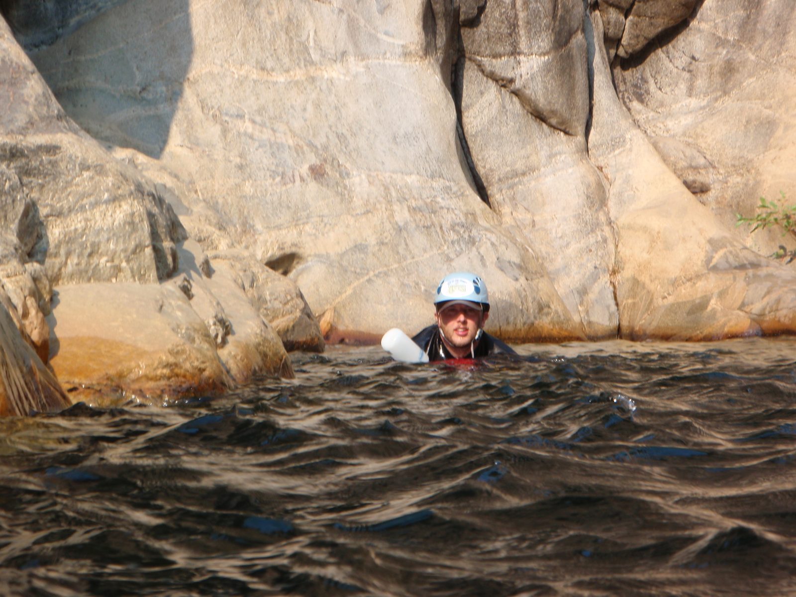 Mike, swimming.