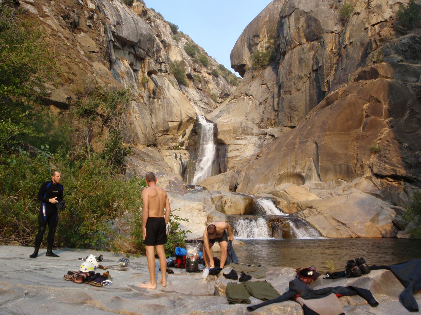 Camp for the night.  First order of business: get those wet suits off!