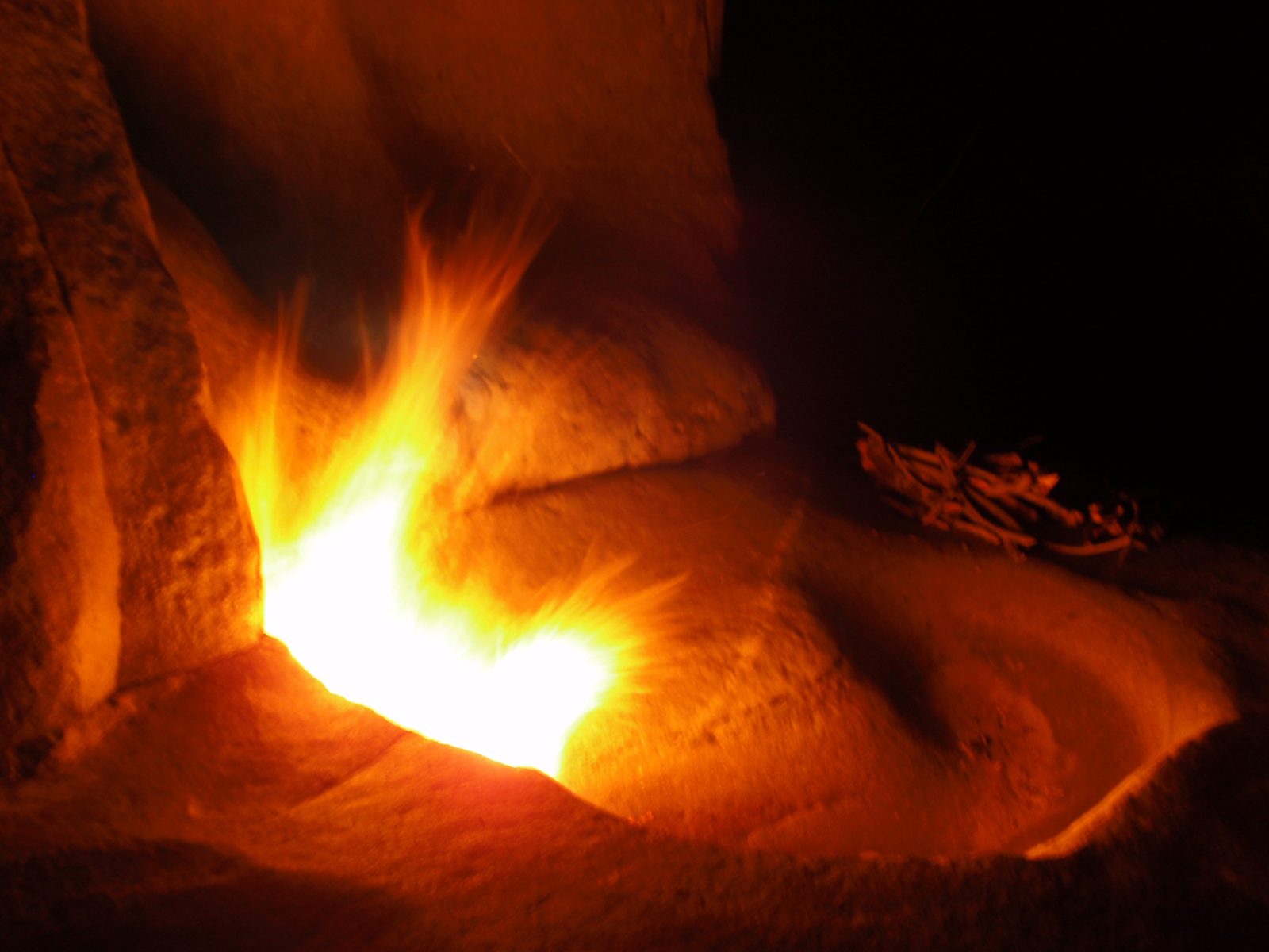 The fire eventually got pretty out of control, and started causing parts of the rock wall to...