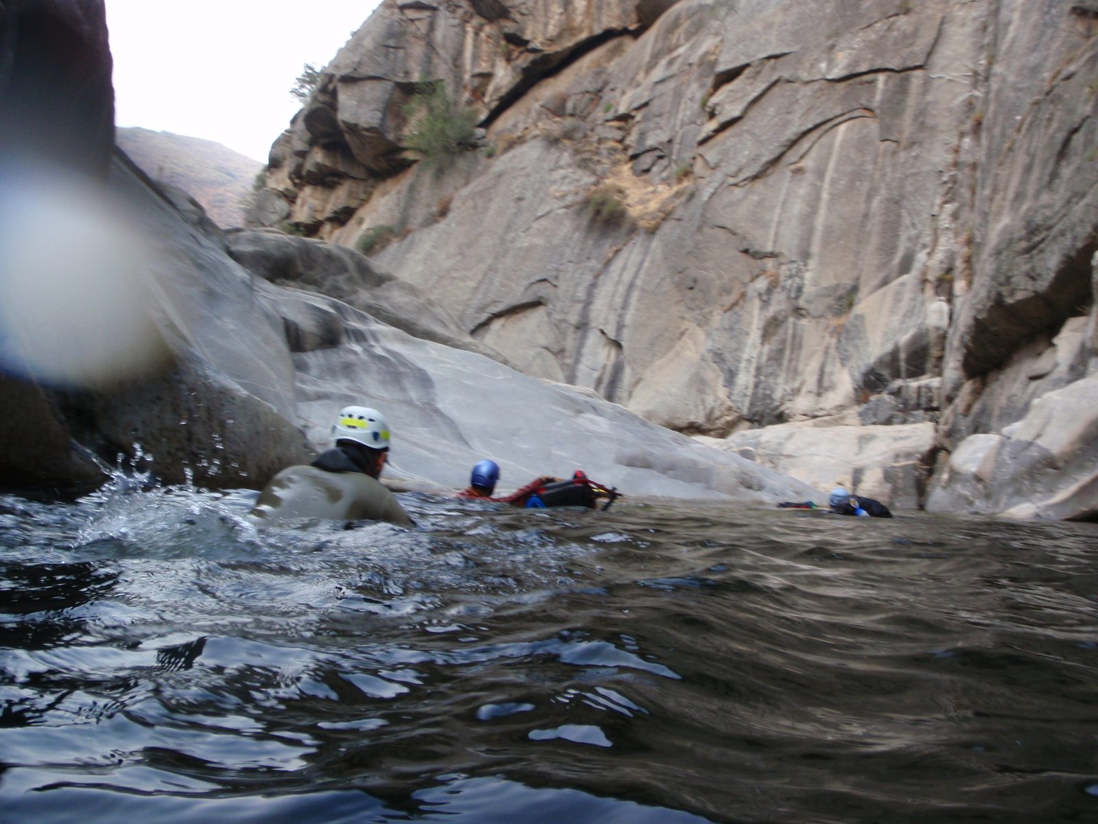 Paddling down river.  Annoying water droplet on lens at left.