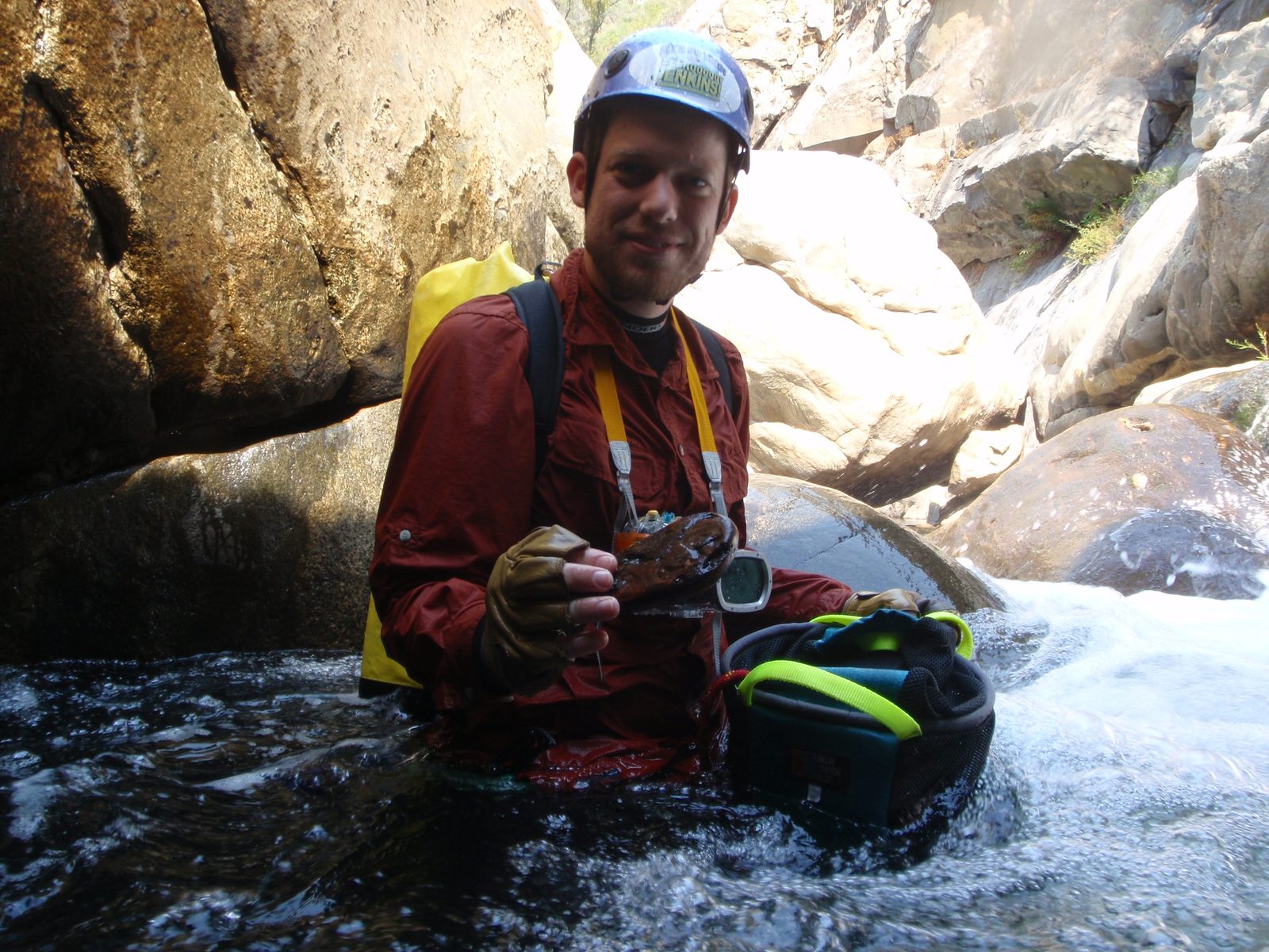 Joel found a piece of wood at the bottom of the river that had been polished smooth like a river stone.