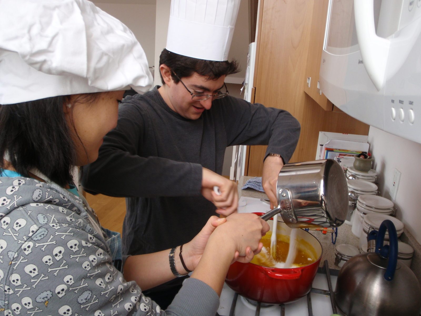 Monica and Jesse making pate de fruits.