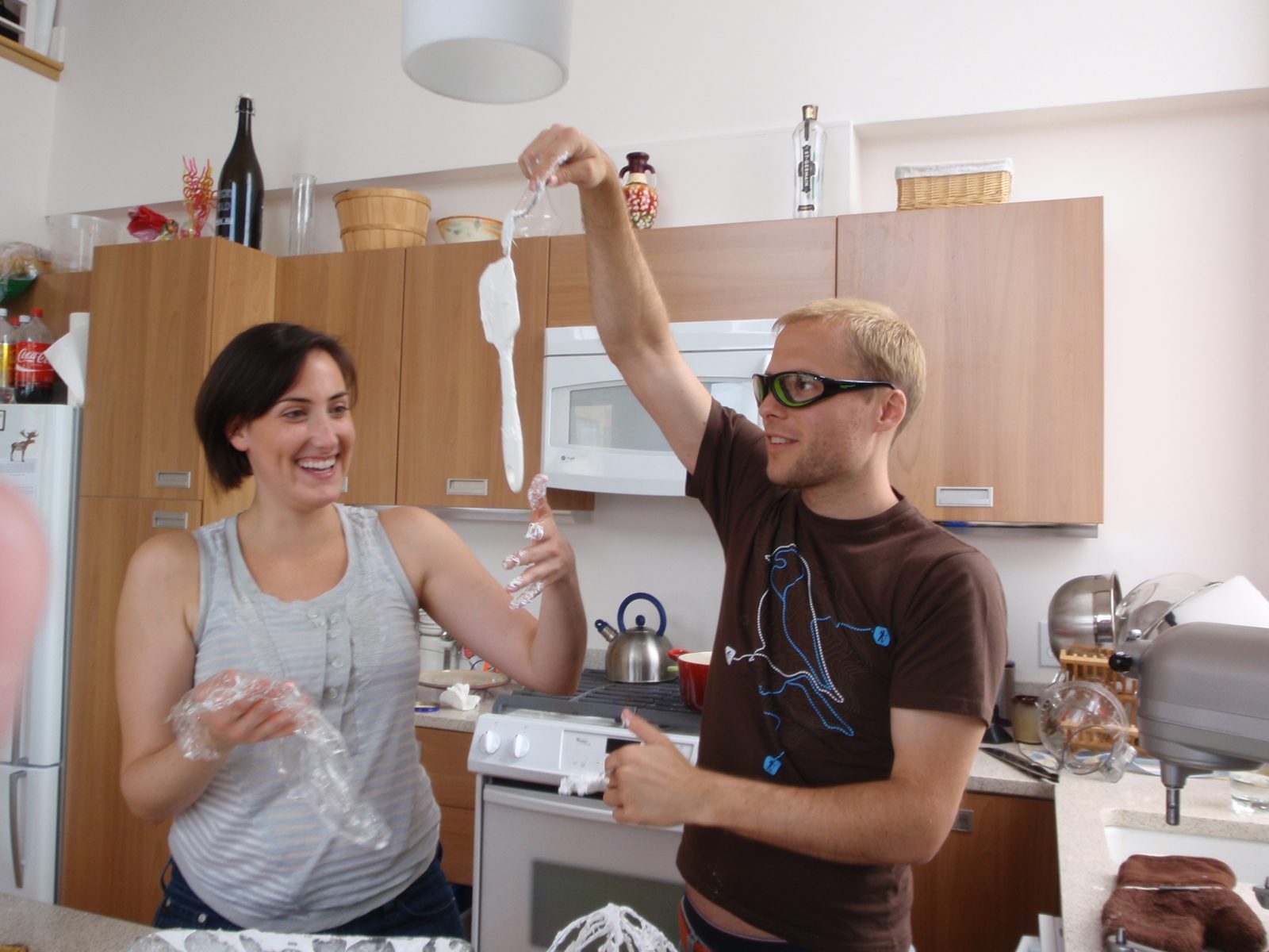 Stupid marshmallow tricks: Kaitlin and John.