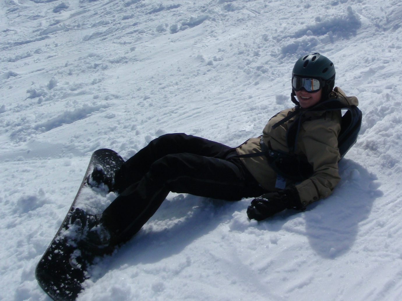 Monica, resting in the snow.